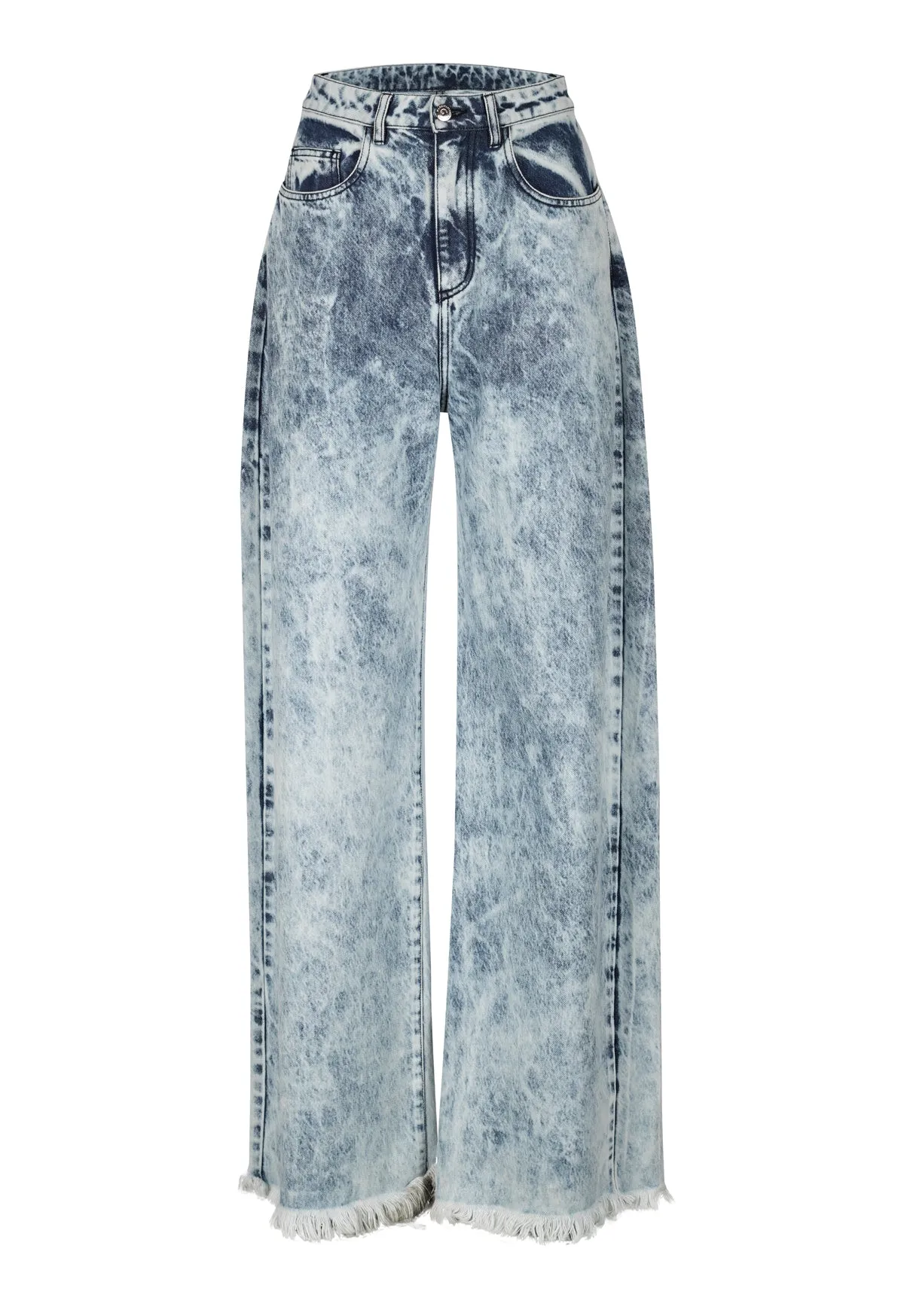 ACID WASH DENIM BOYFRIEND TROUSERS
