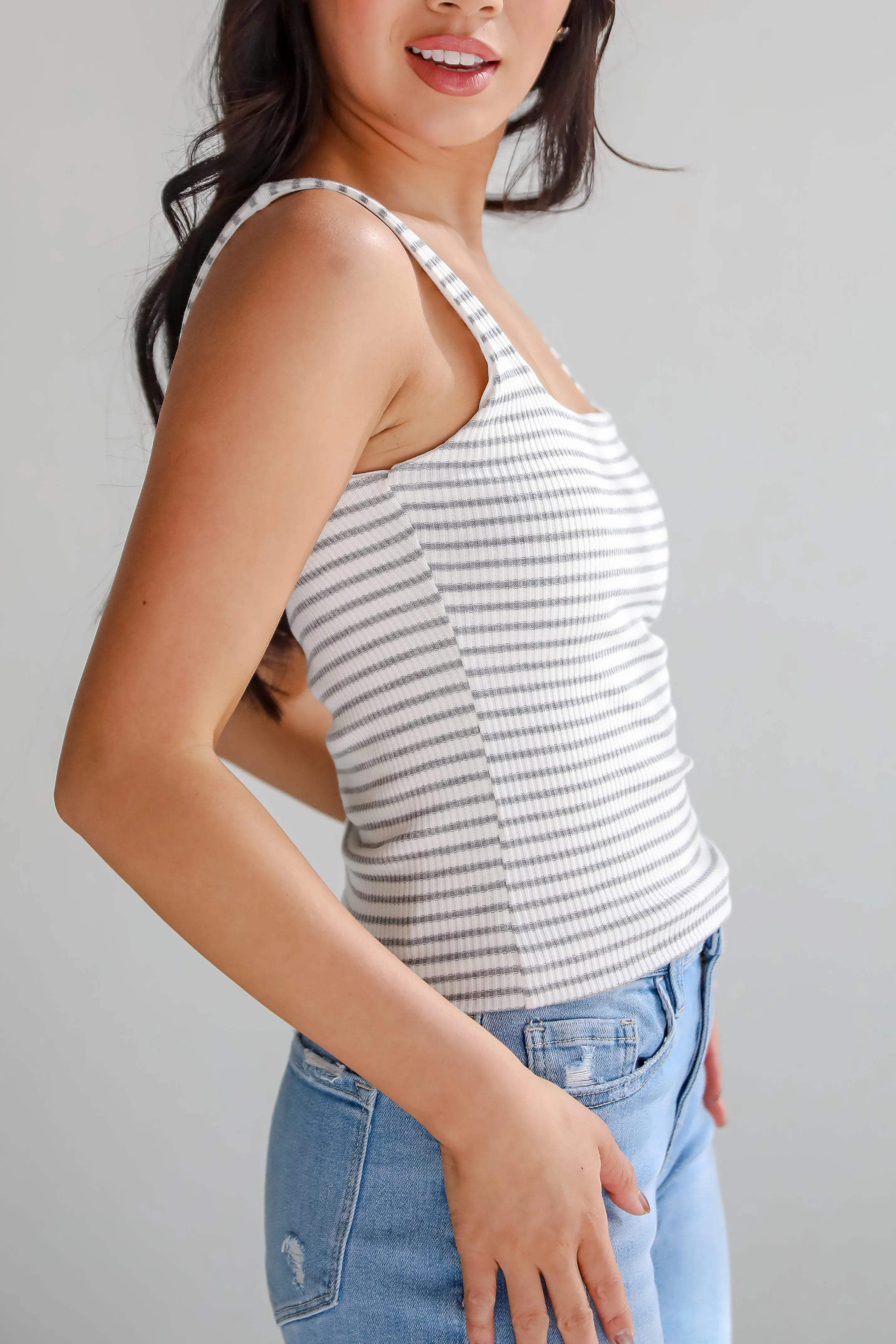 Allie Everyday Striped Square Neck Tank - DU DEAL