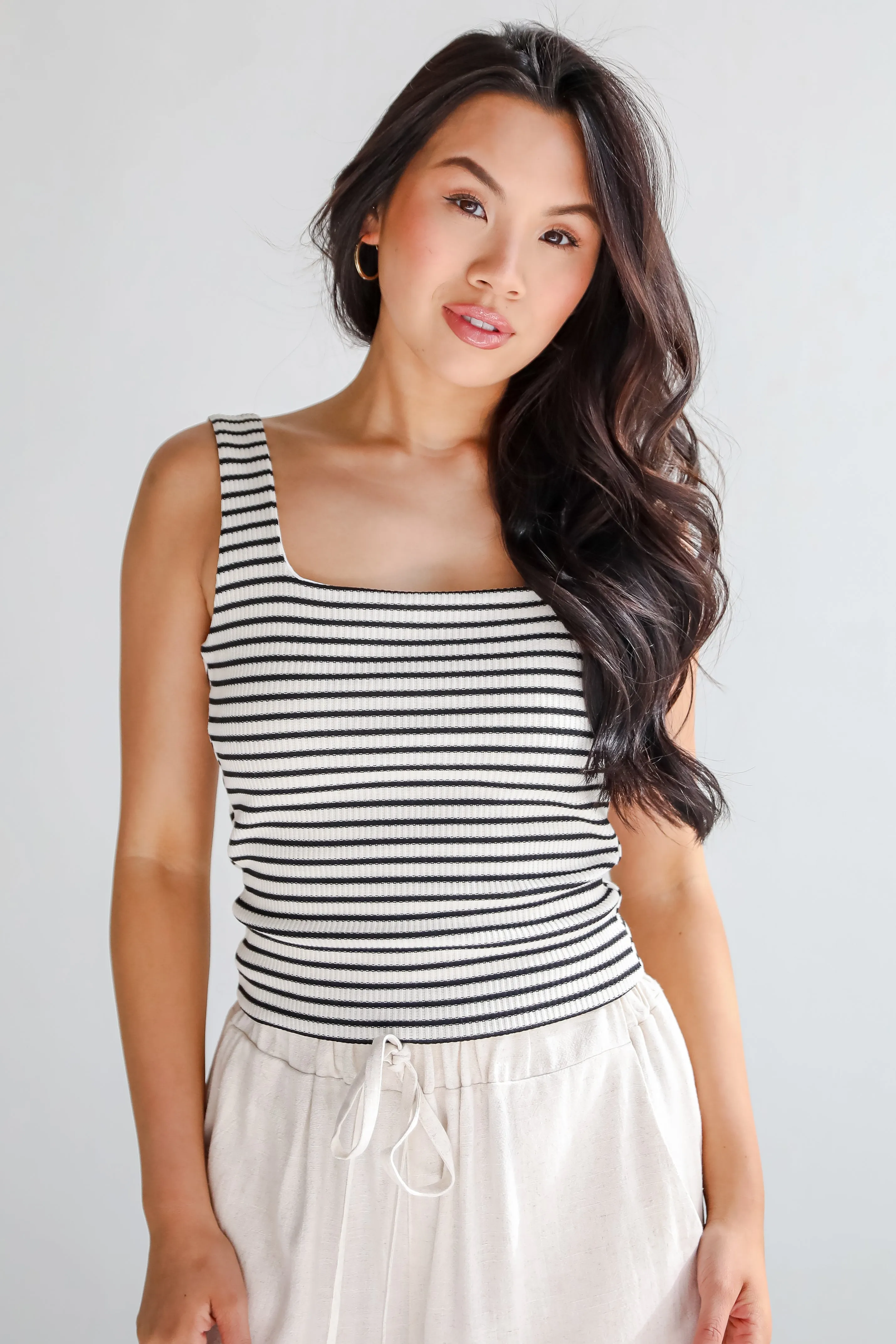 Allie Everyday Striped Square Neck Tank - DU DEAL