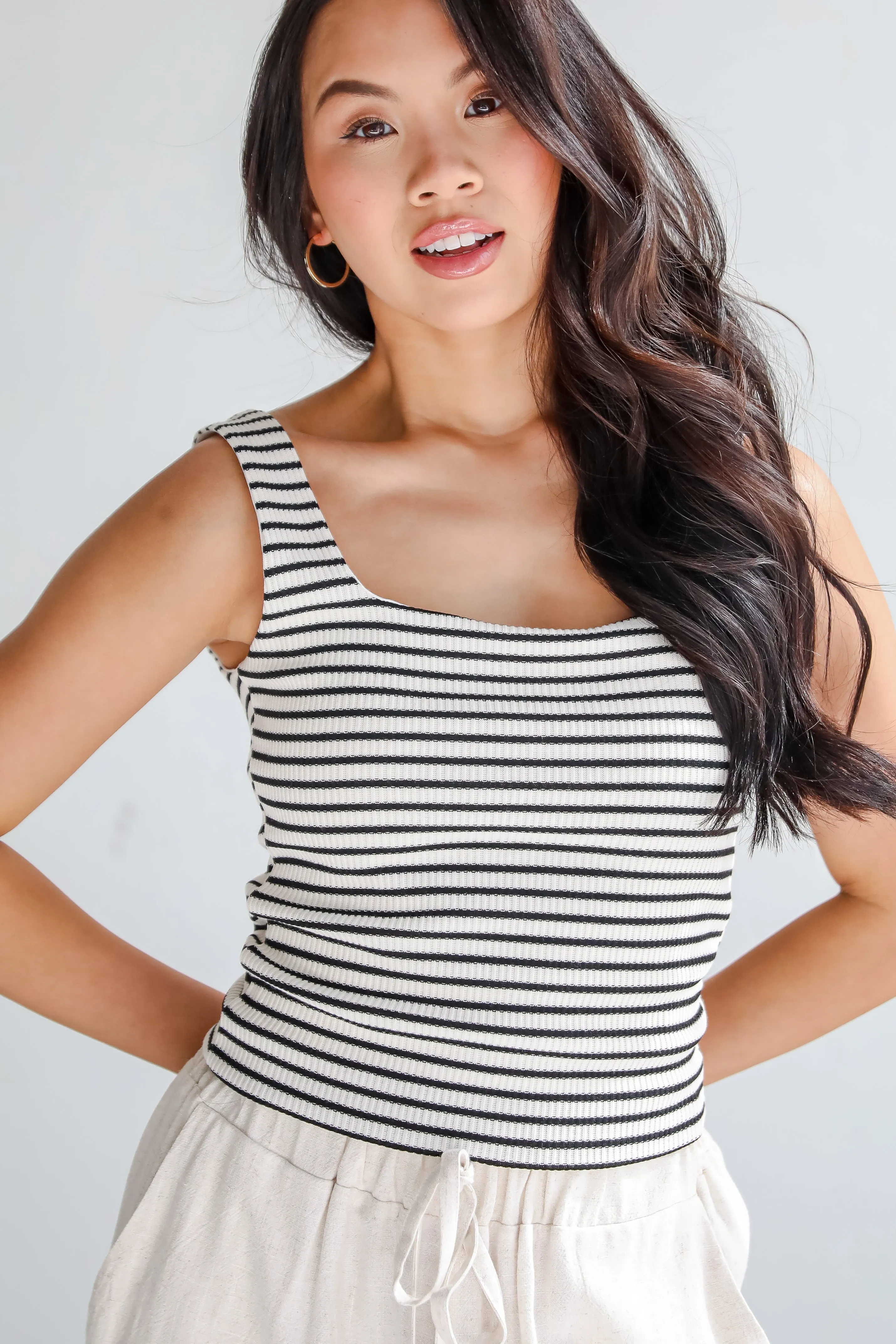 Allie Everyday Striped Square Neck Tank - DU DEAL