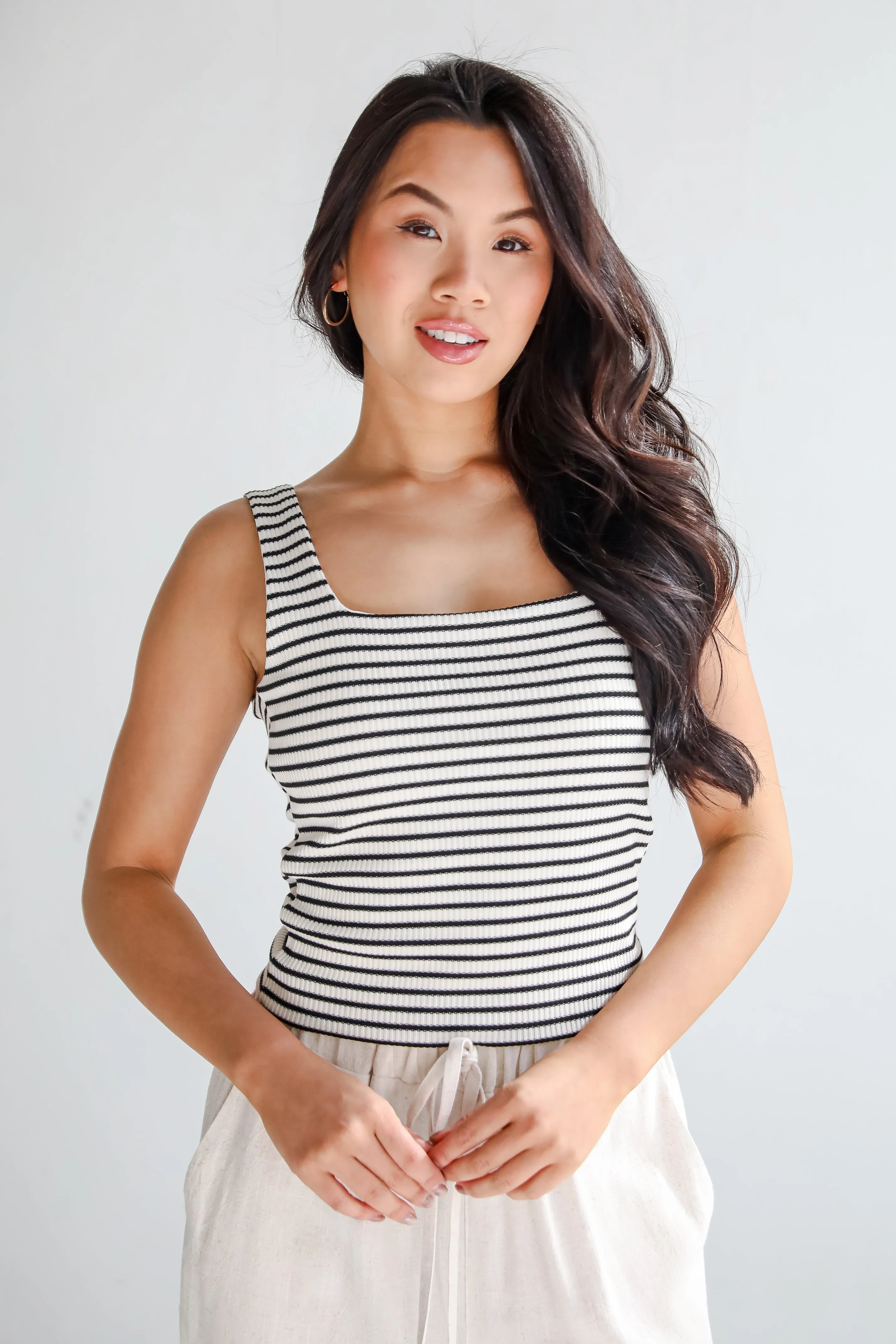 Allie Everyday Striped Square Neck Tank - DU DEAL
