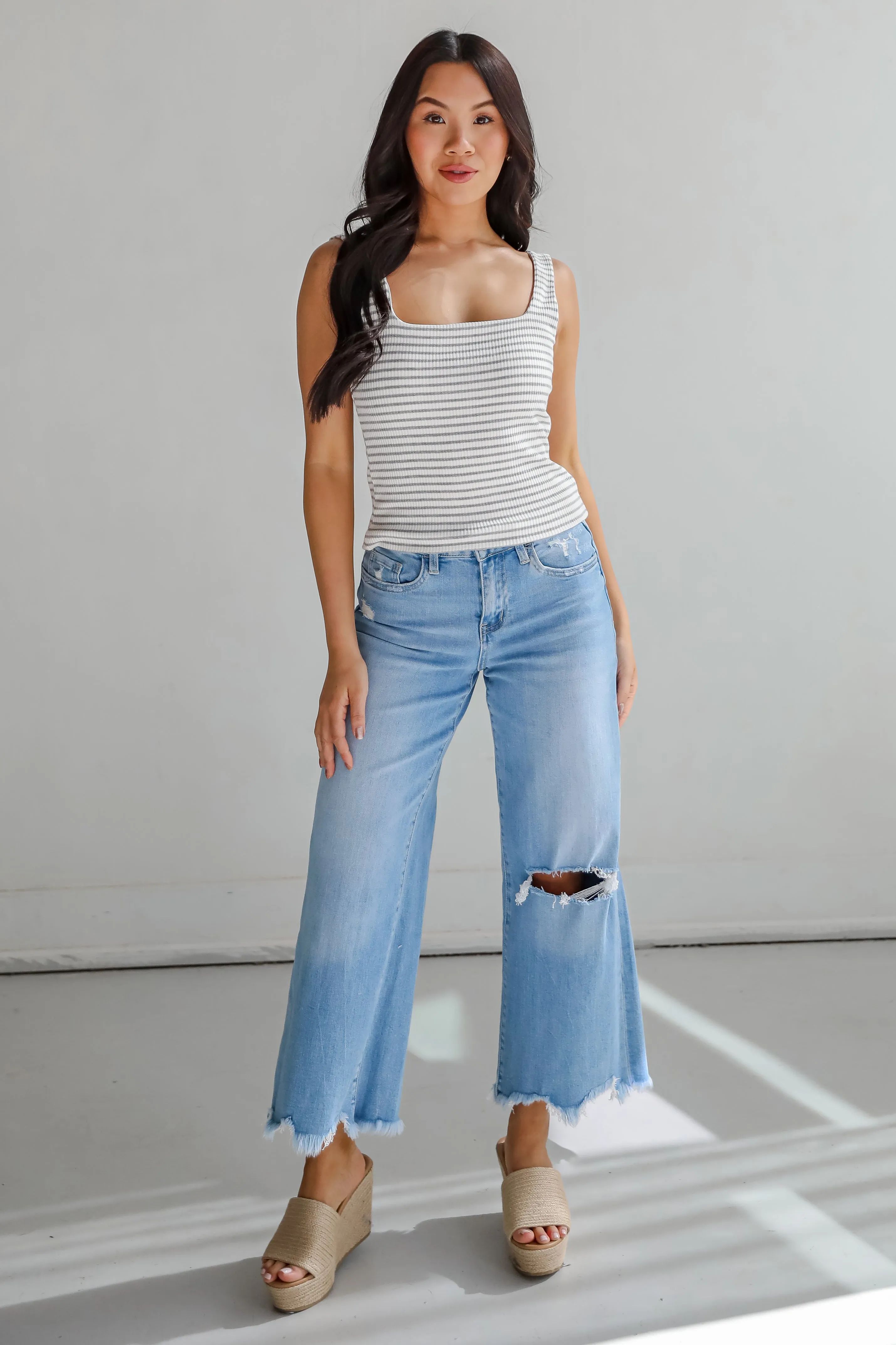 Allie Everyday Striped Square Neck Tank - DU DEAL