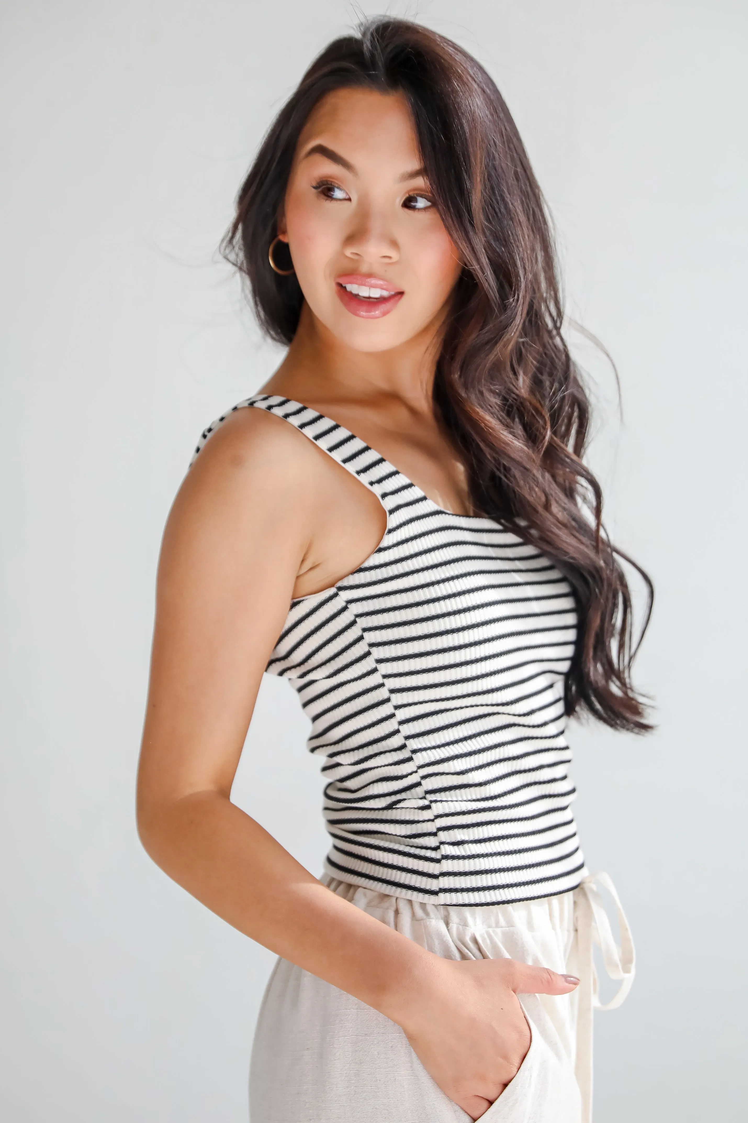 Allie Everyday Striped Square Neck Tank - DU DEAL