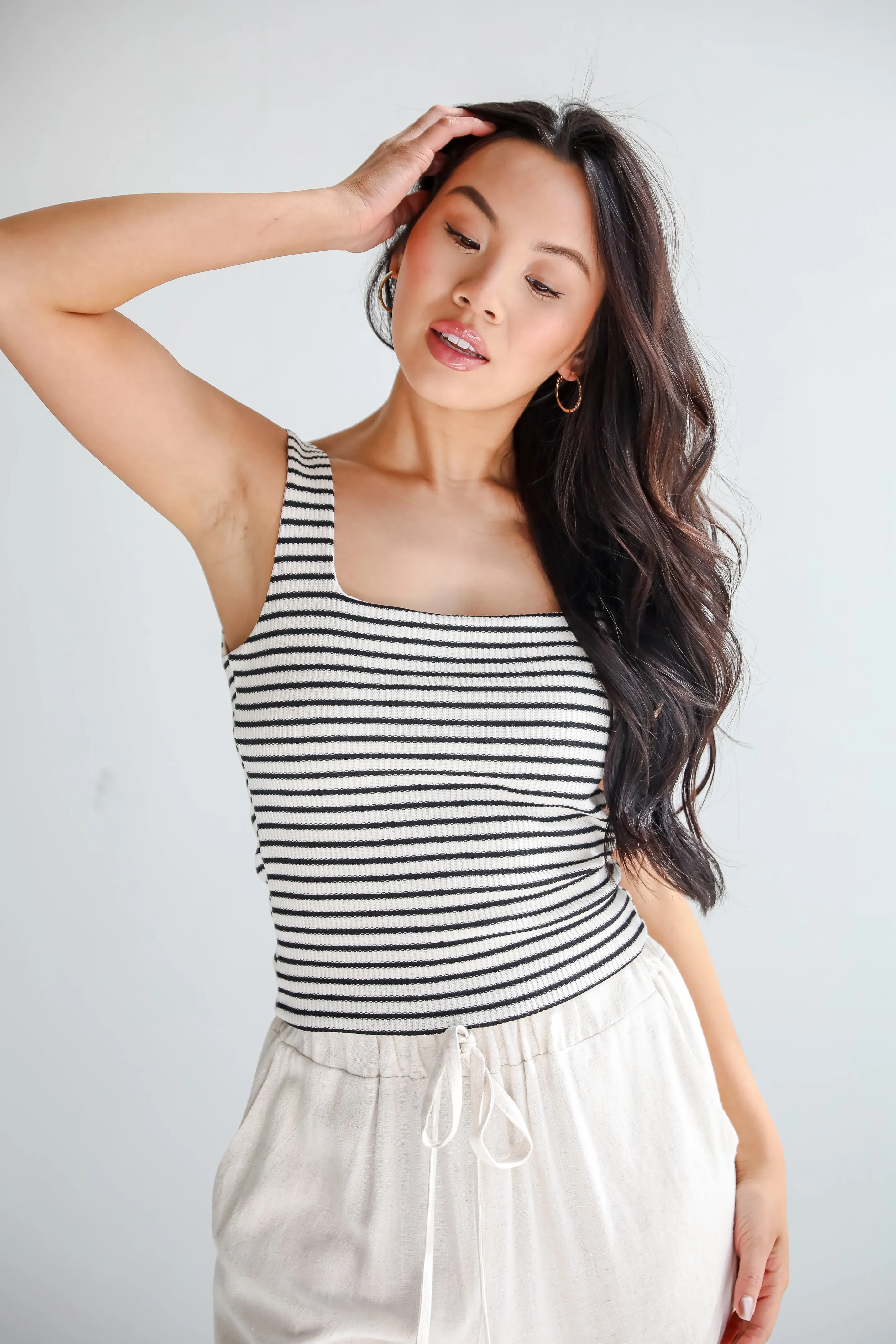 Allie Everyday Striped Square Neck Tank - DU DEAL
