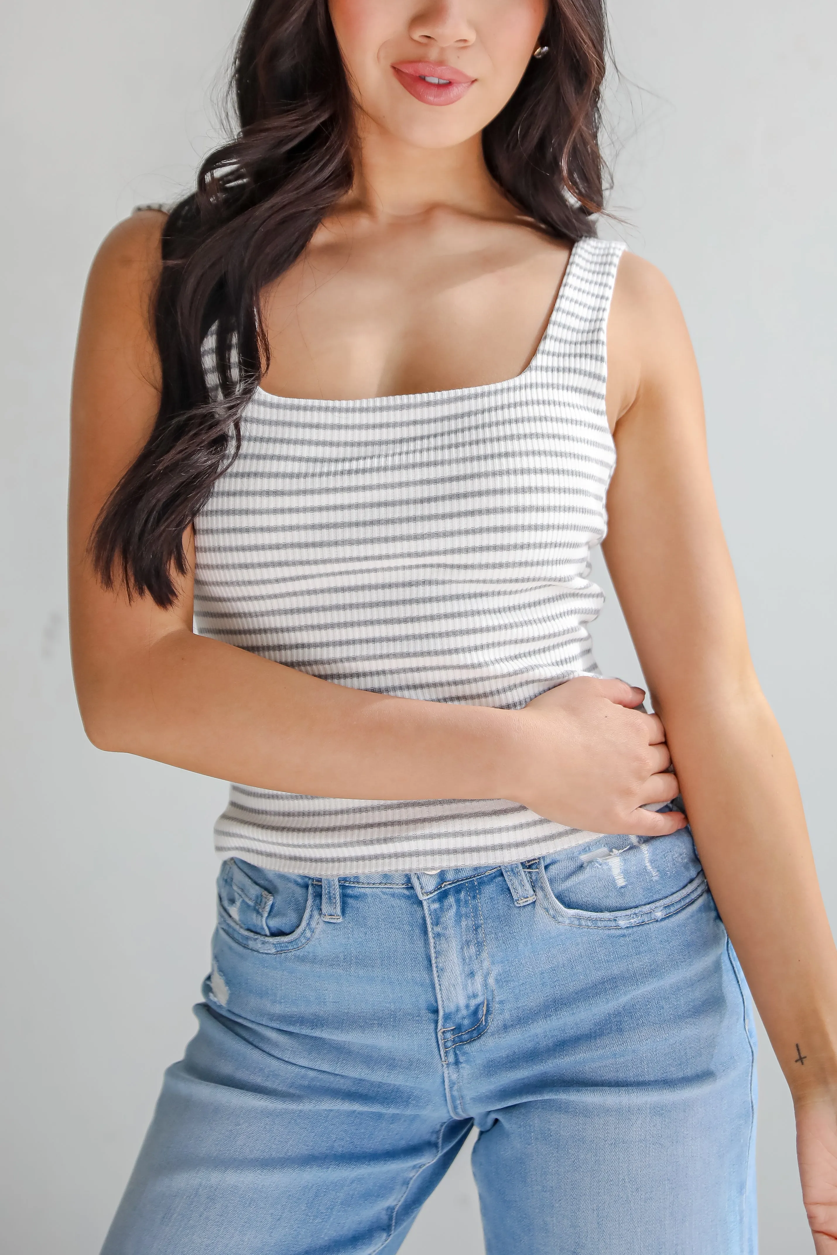 Allie Everyday Striped Square Neck Tank - DU DEAL