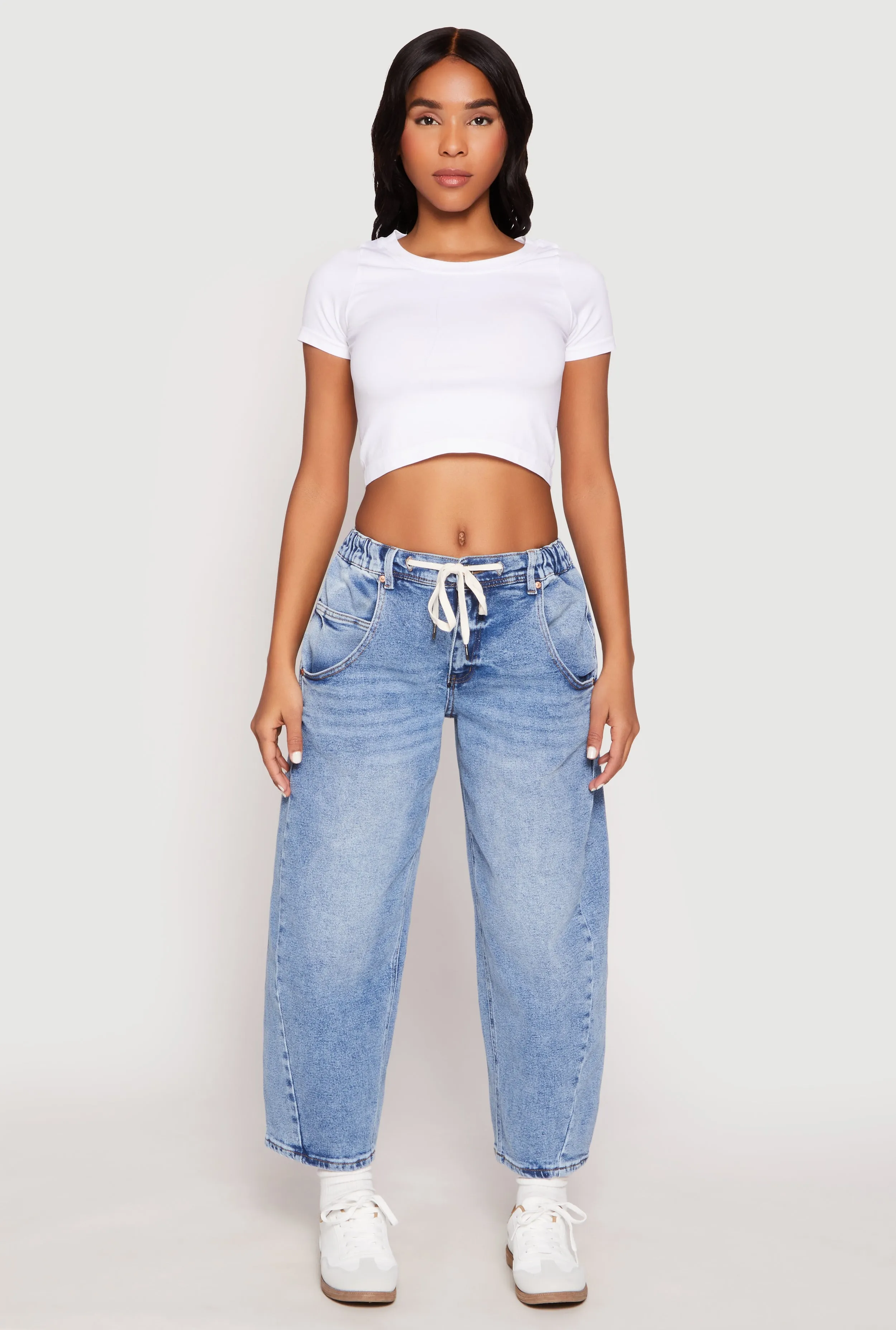 Almost Famous Drawstring Waist Barrel Jeans