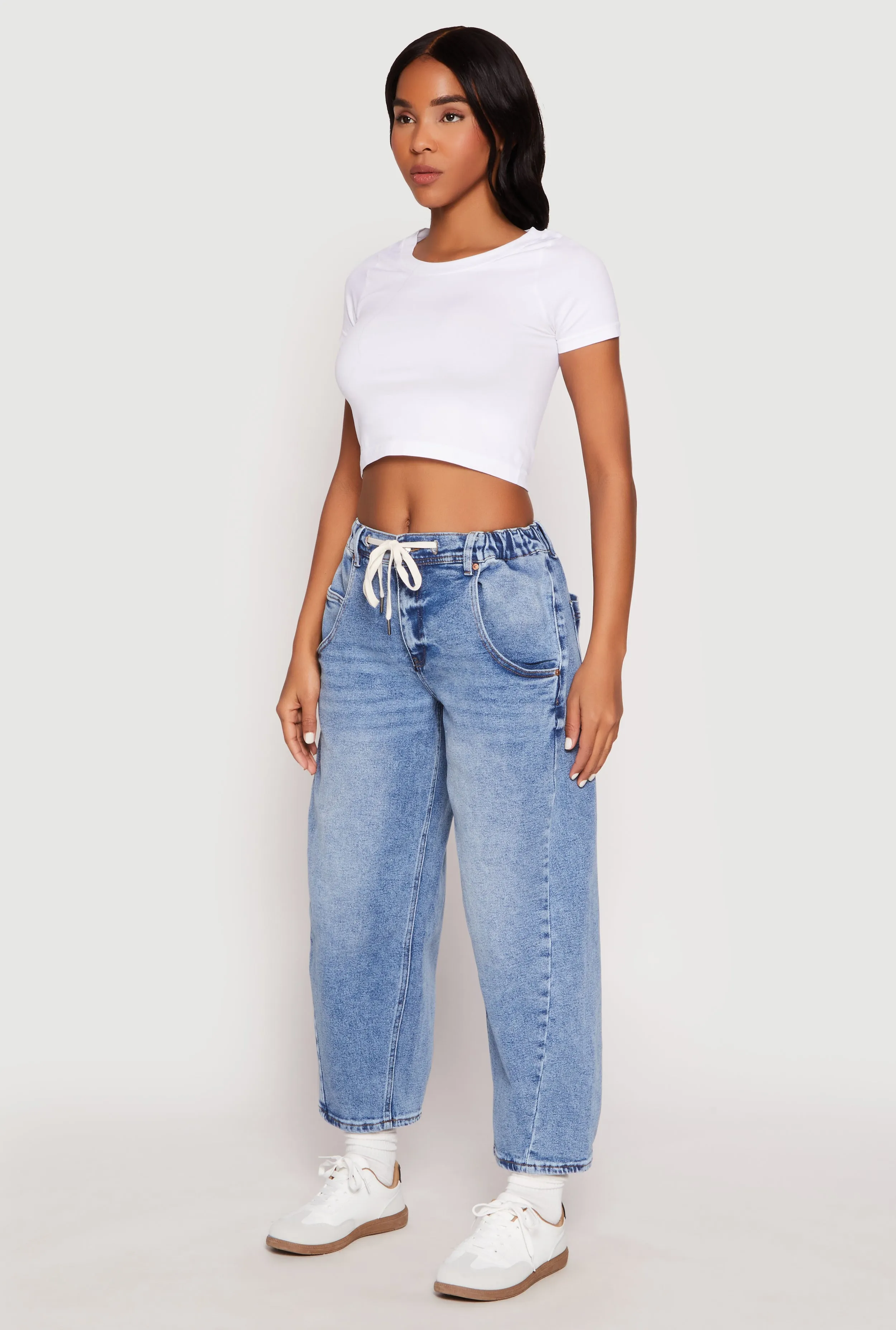 Almost Famous Drawstring Waist Barrel Jeans