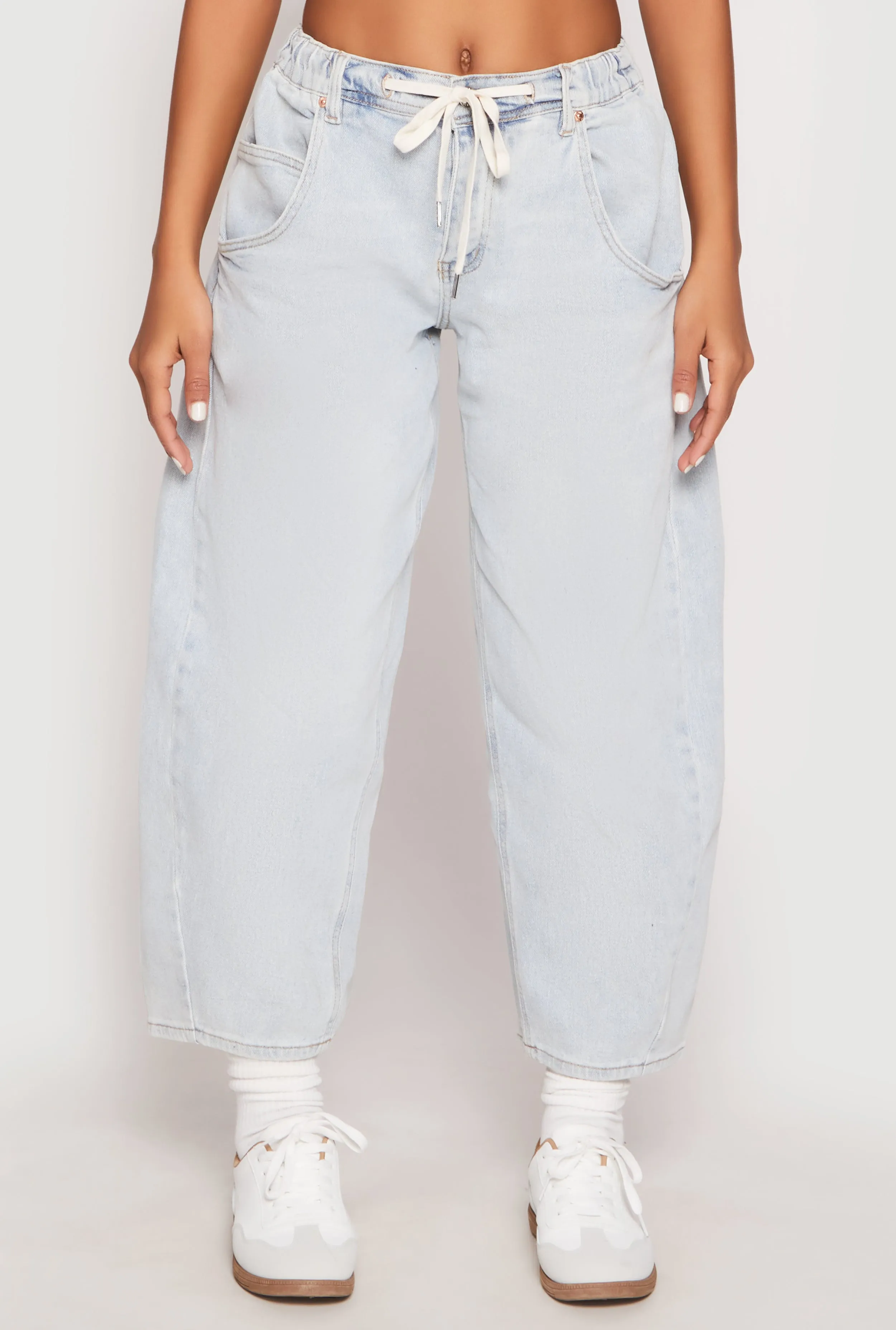 Almost Famous Drawstring Waist Barrel Jeans