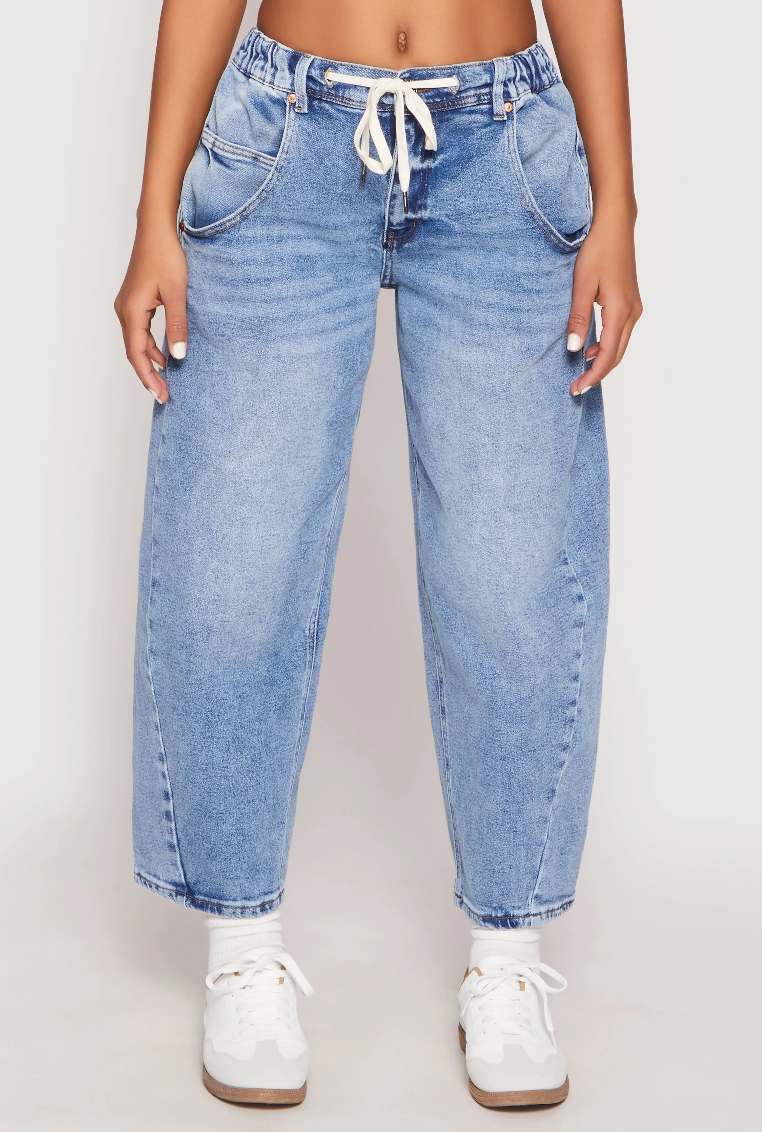 Almost Famous Drawstring Waist Barrel Jeans