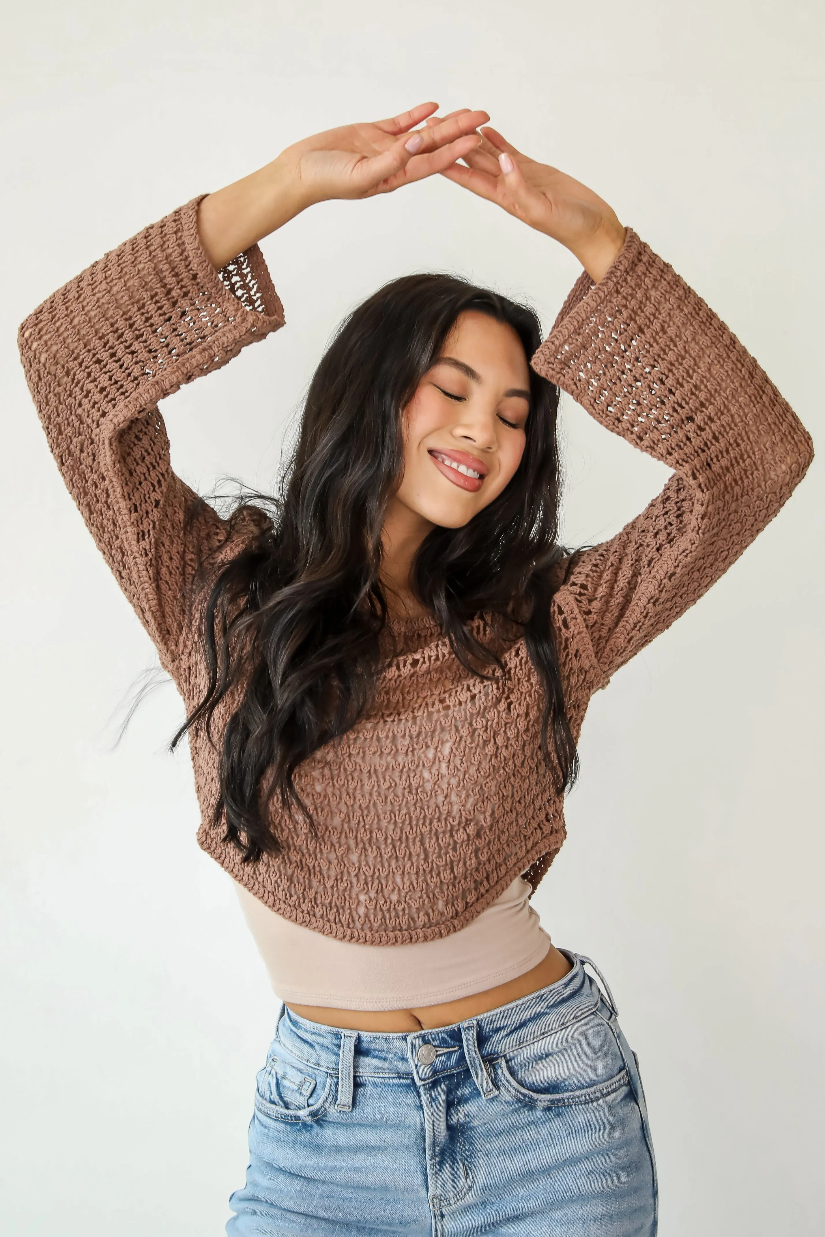 Always All Mine Brown Crochet Top
