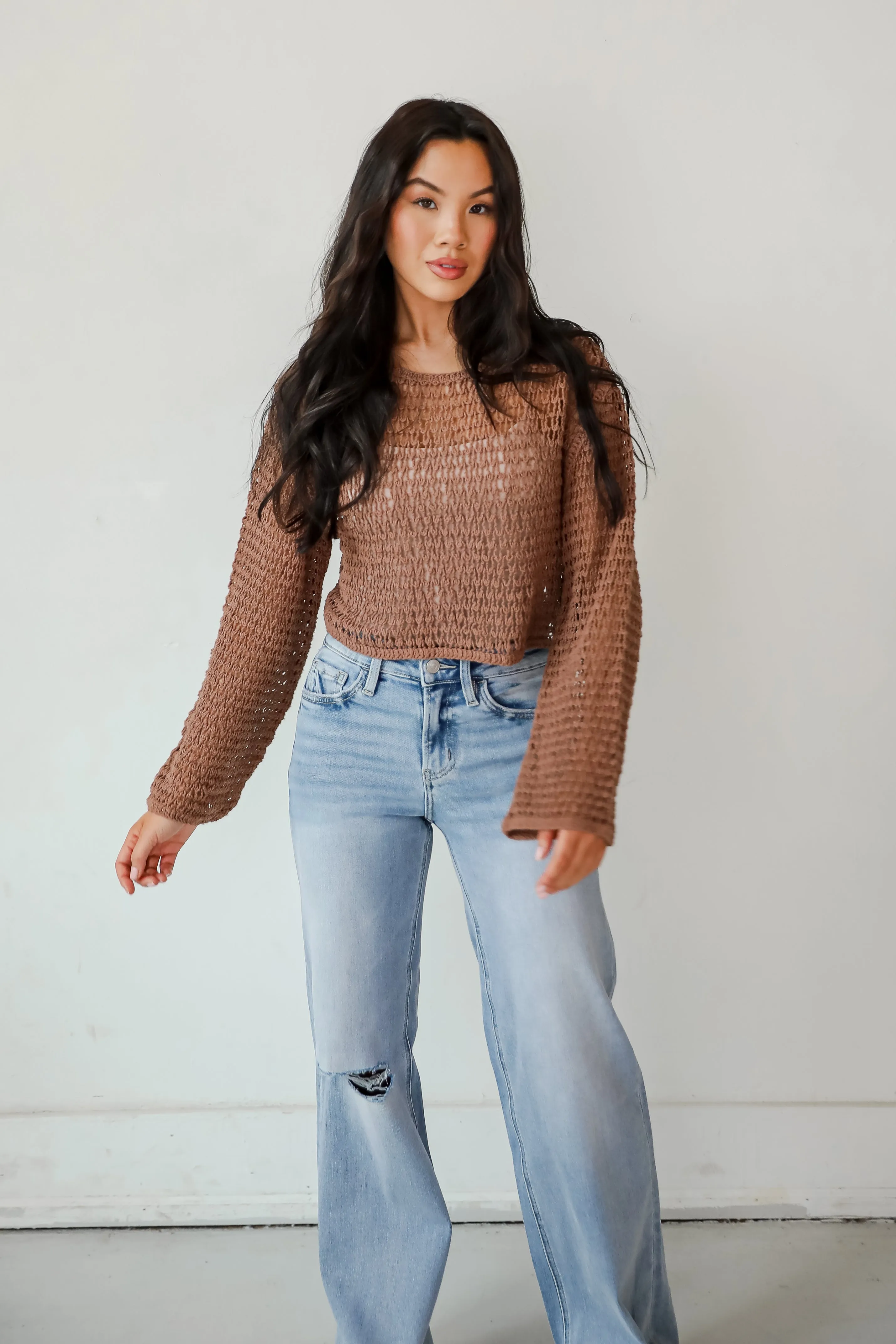 Always All Mine Brown Crochet Top