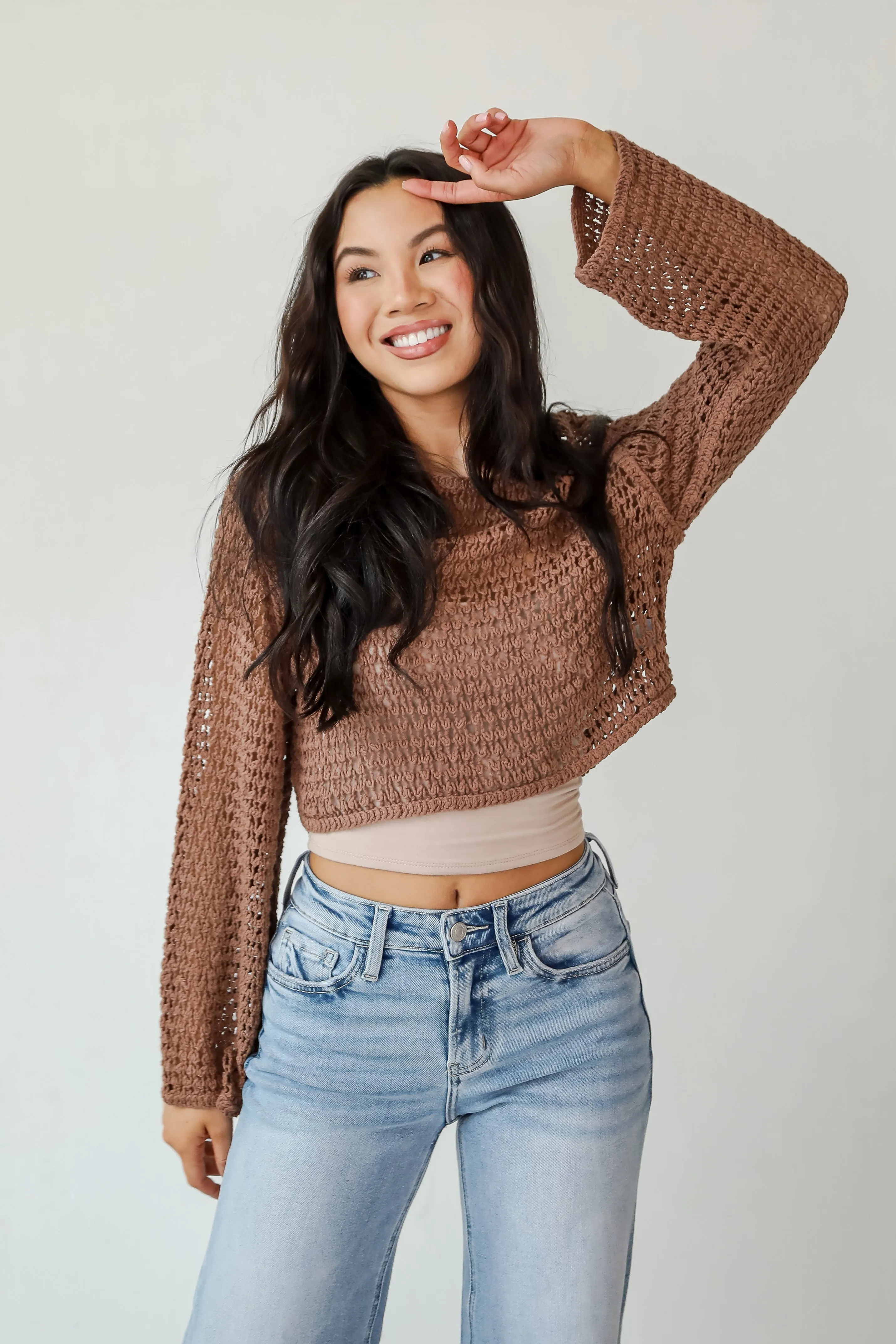 Always All Mine Brown Crochet Top