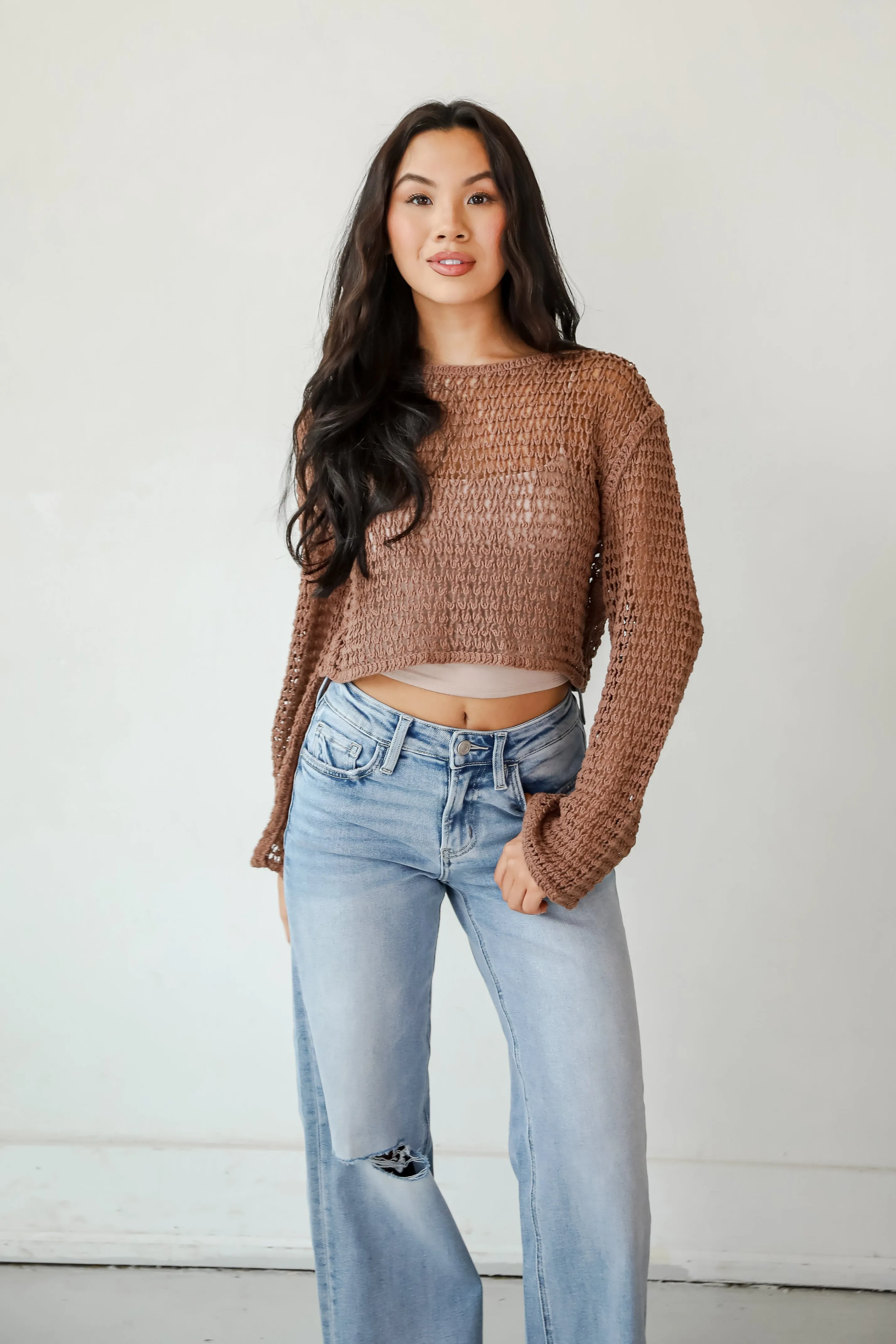 Always All Mine Brown Crochet Top