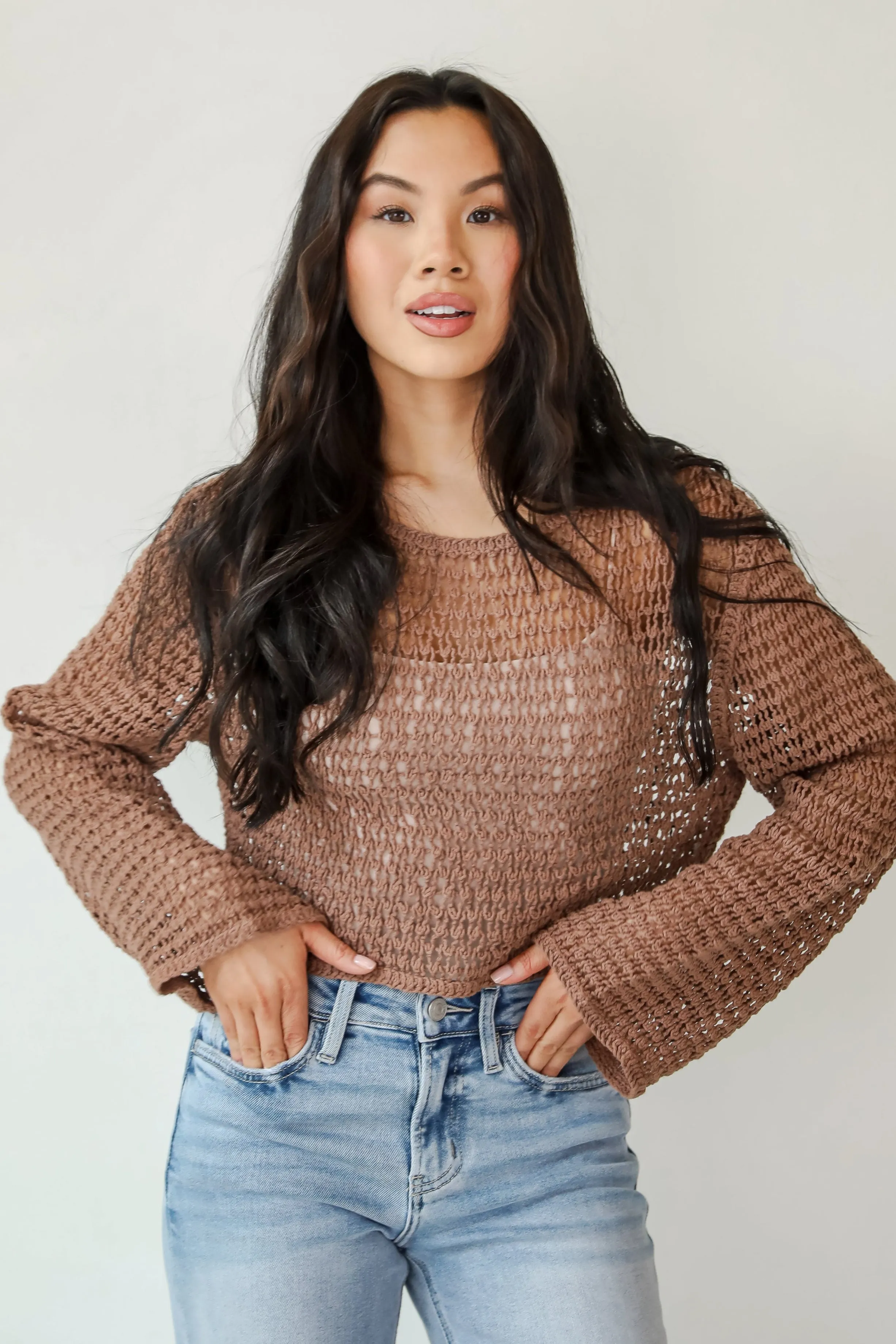 Always All Mine Brown Crochet Top