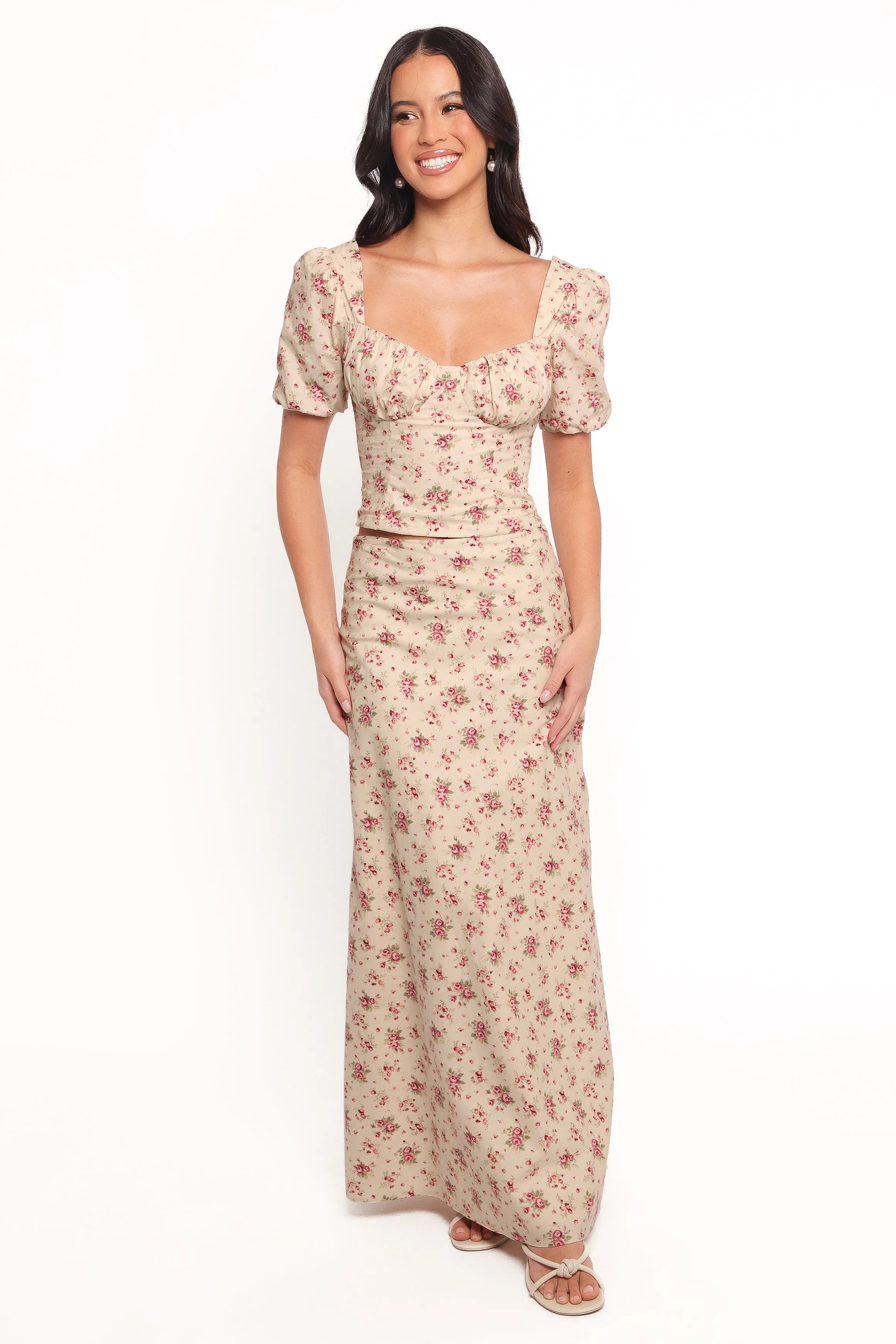 Annly Corset Top - Red Floral