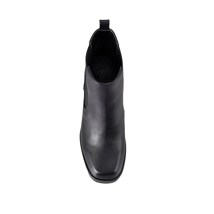 Ava Platform Ankle Boots - Black Smooth