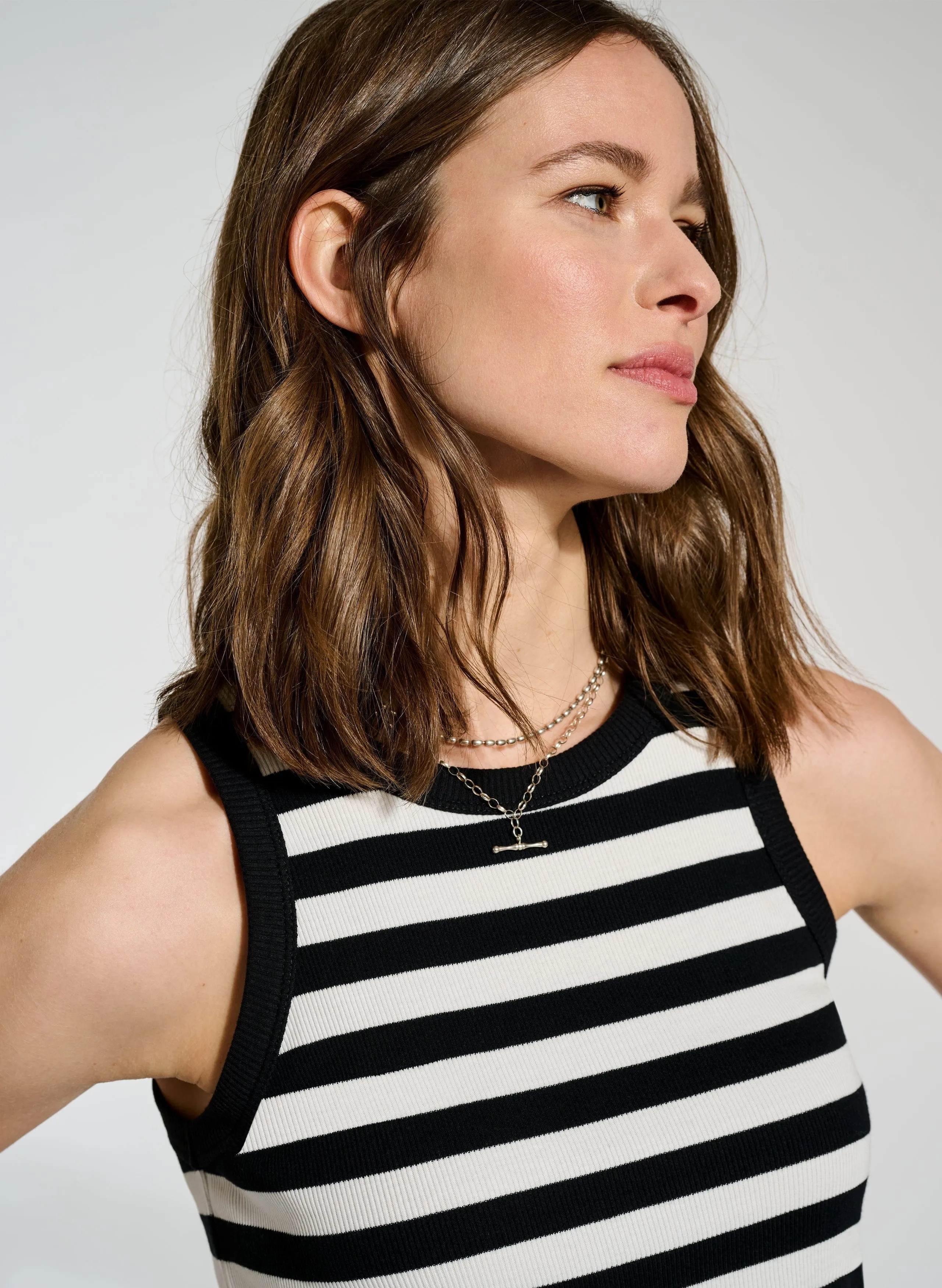 Baukjen Essentials Organic Cotton Rib Tank | Caviar Black & Soft White
