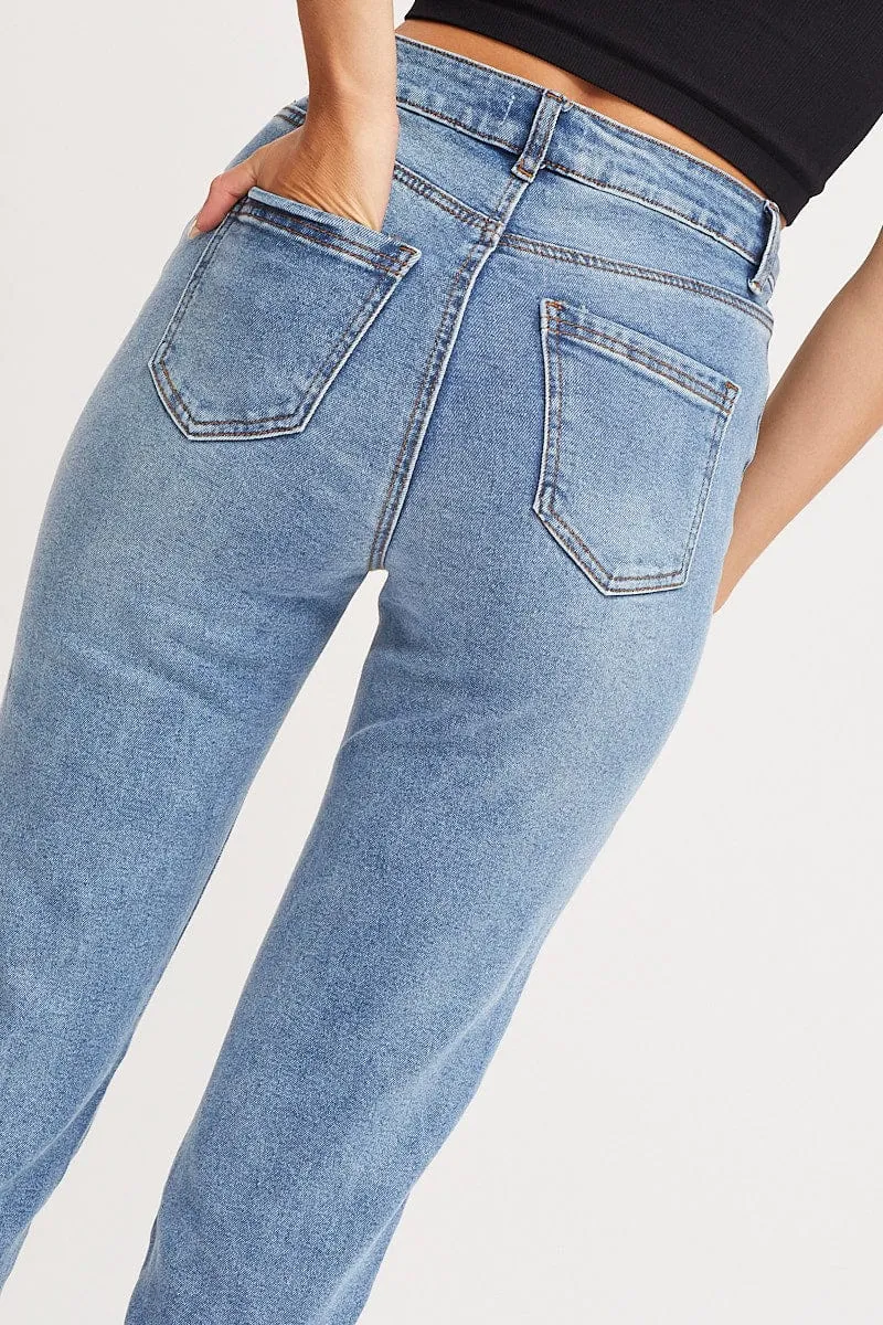 Blue High Rise Mom Jeans