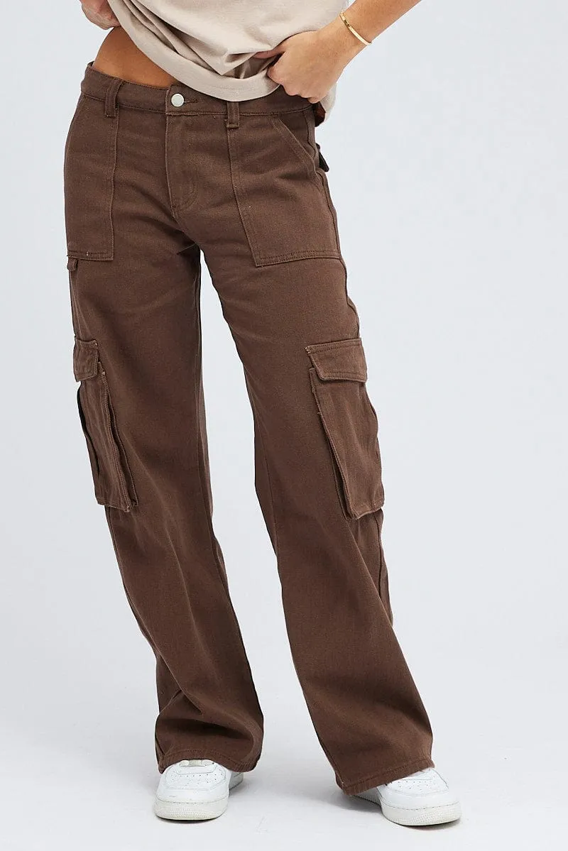 Brown Cargo Jean Multi Pocket