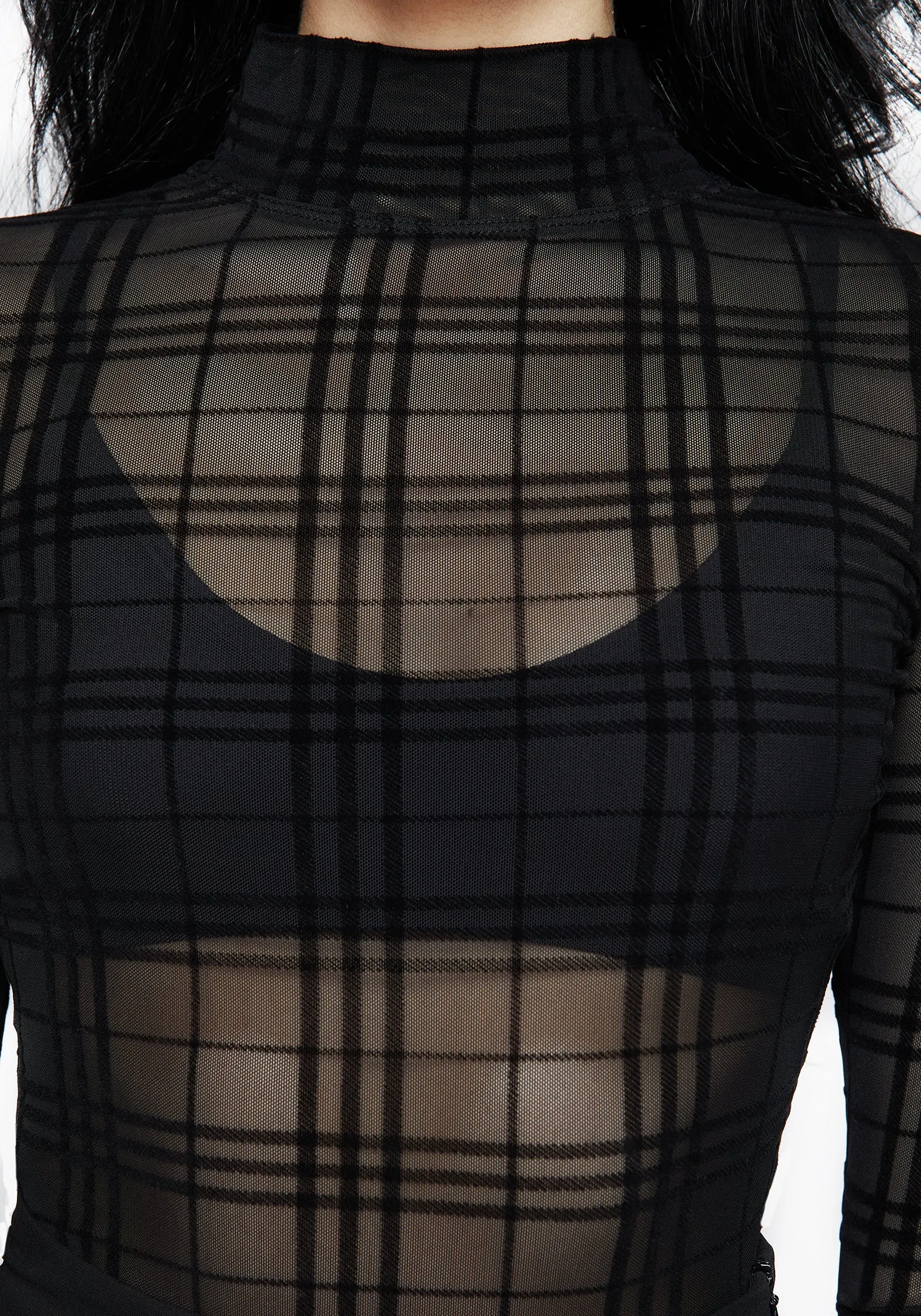 Buffy Check Mesh Top