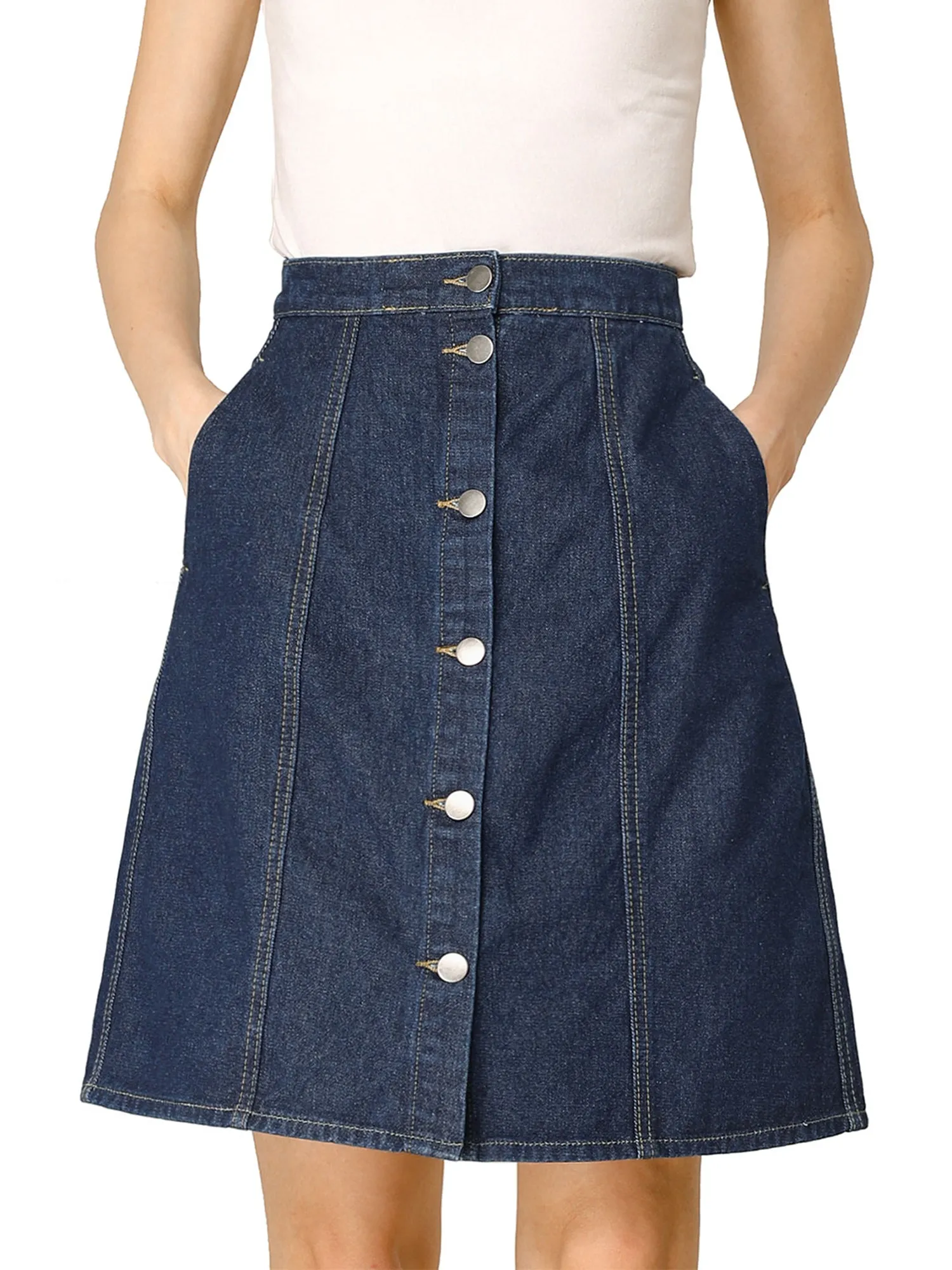 Casual Short Button Down Jeans Skirt