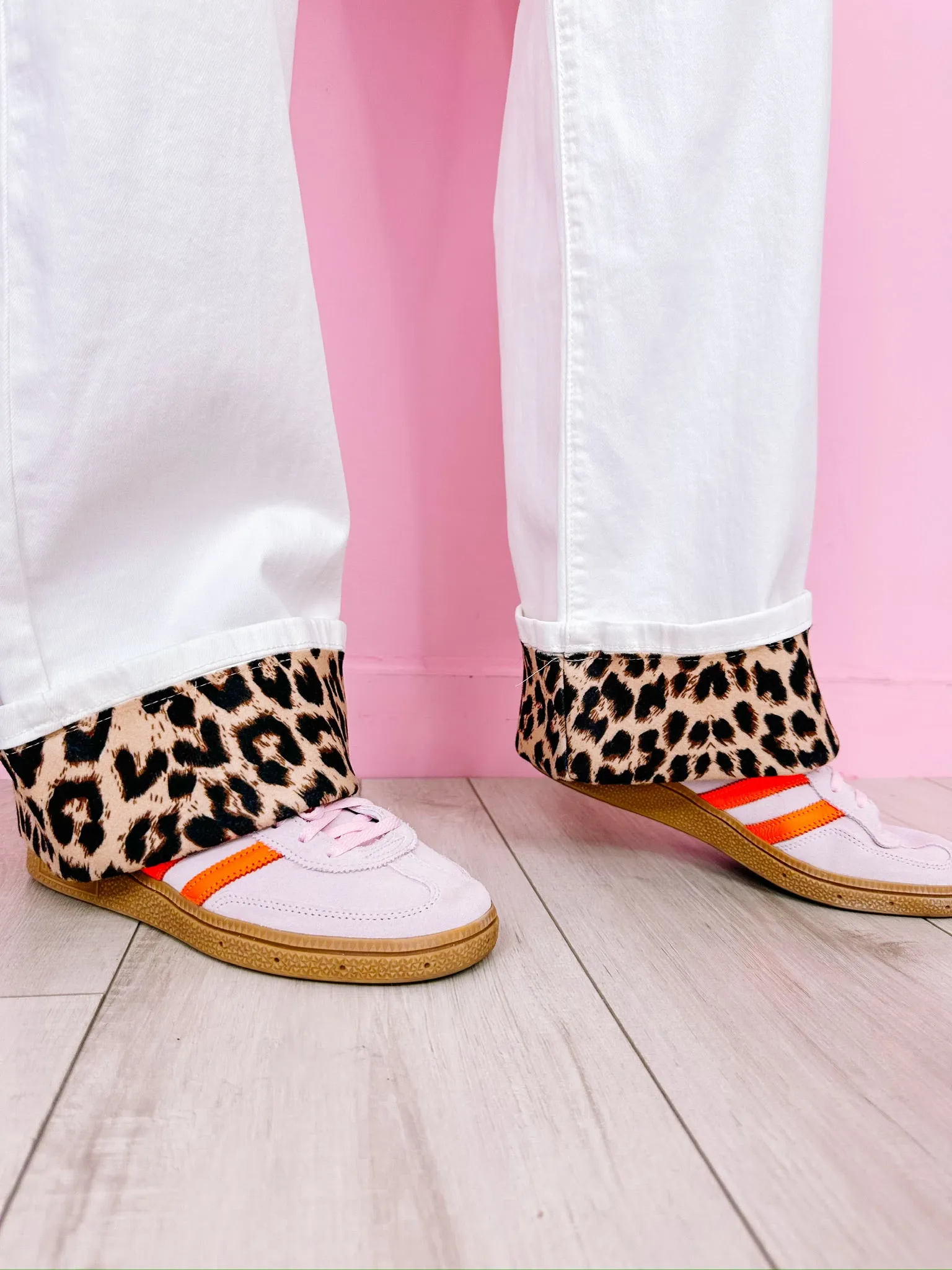 COLLEEN LEOPARD CUFF JEANS - CREAM