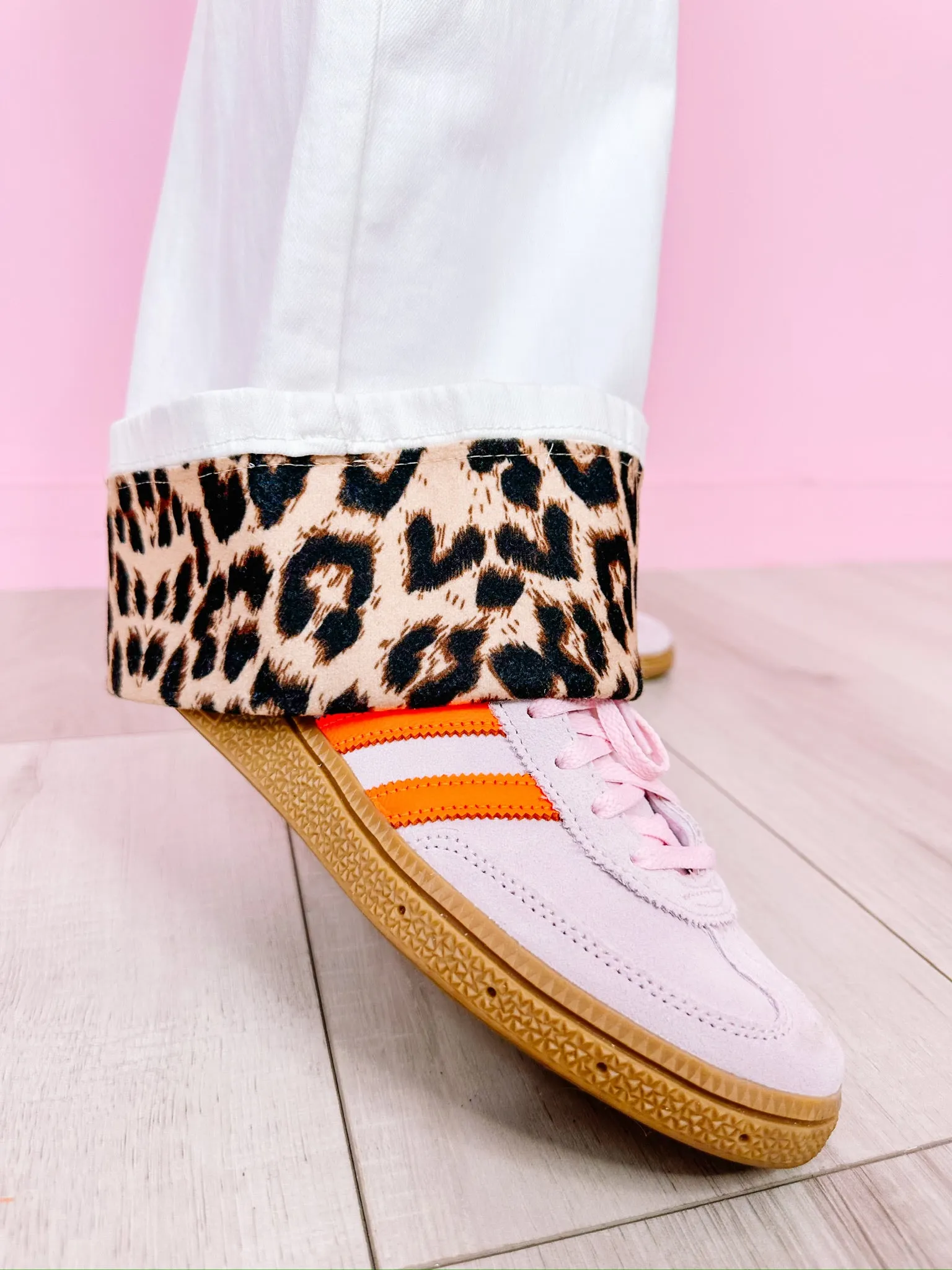 COLLEEN LEOPARD CUFF JEANS - CREAM