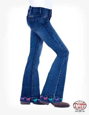 Cowgirl Tuff Girls Dark Wash Cotton Blend Jeans Ride Fast