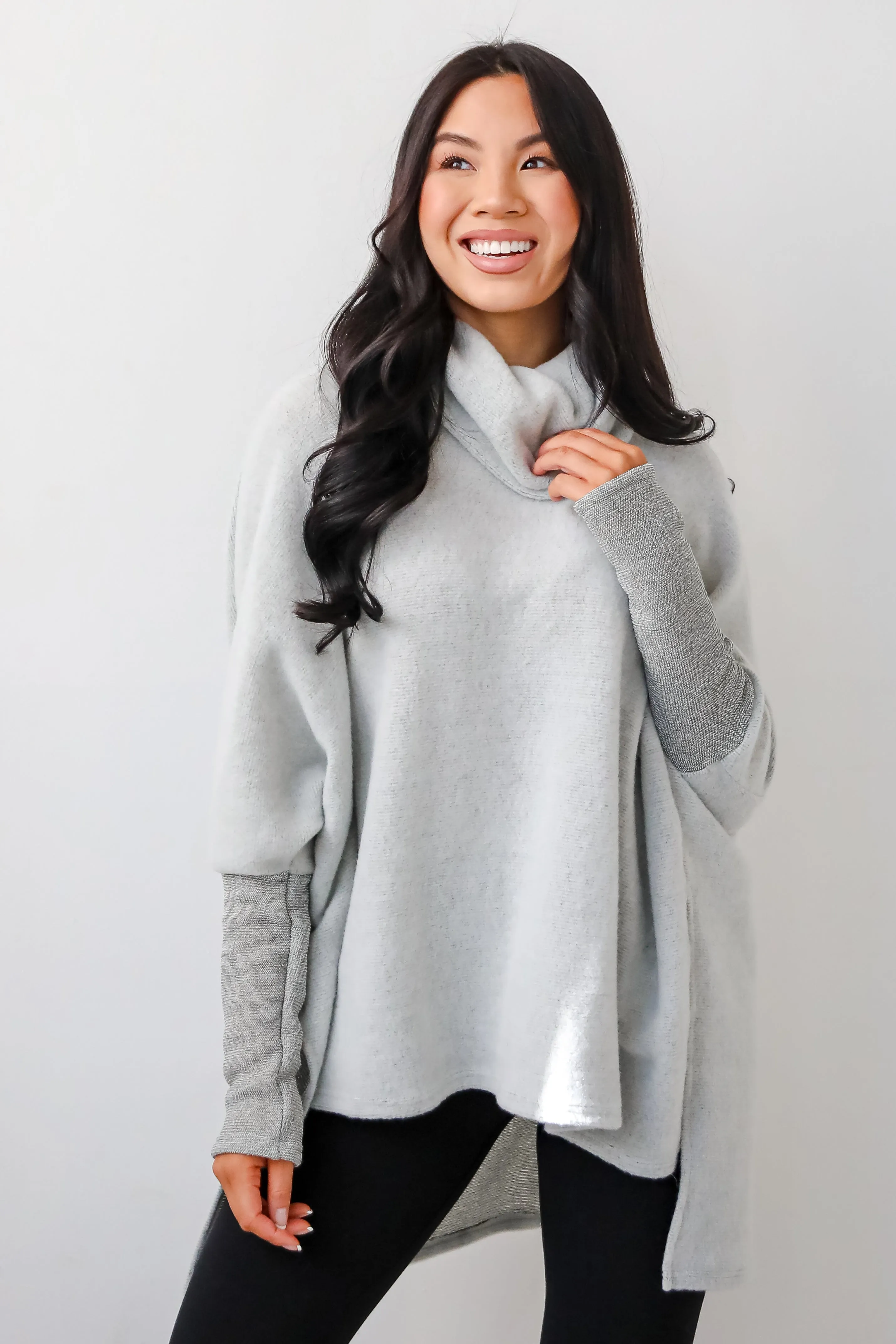 Cozy Weekends Heather Olive Soft Knit Cowl Neck Top - DOORBUSTER