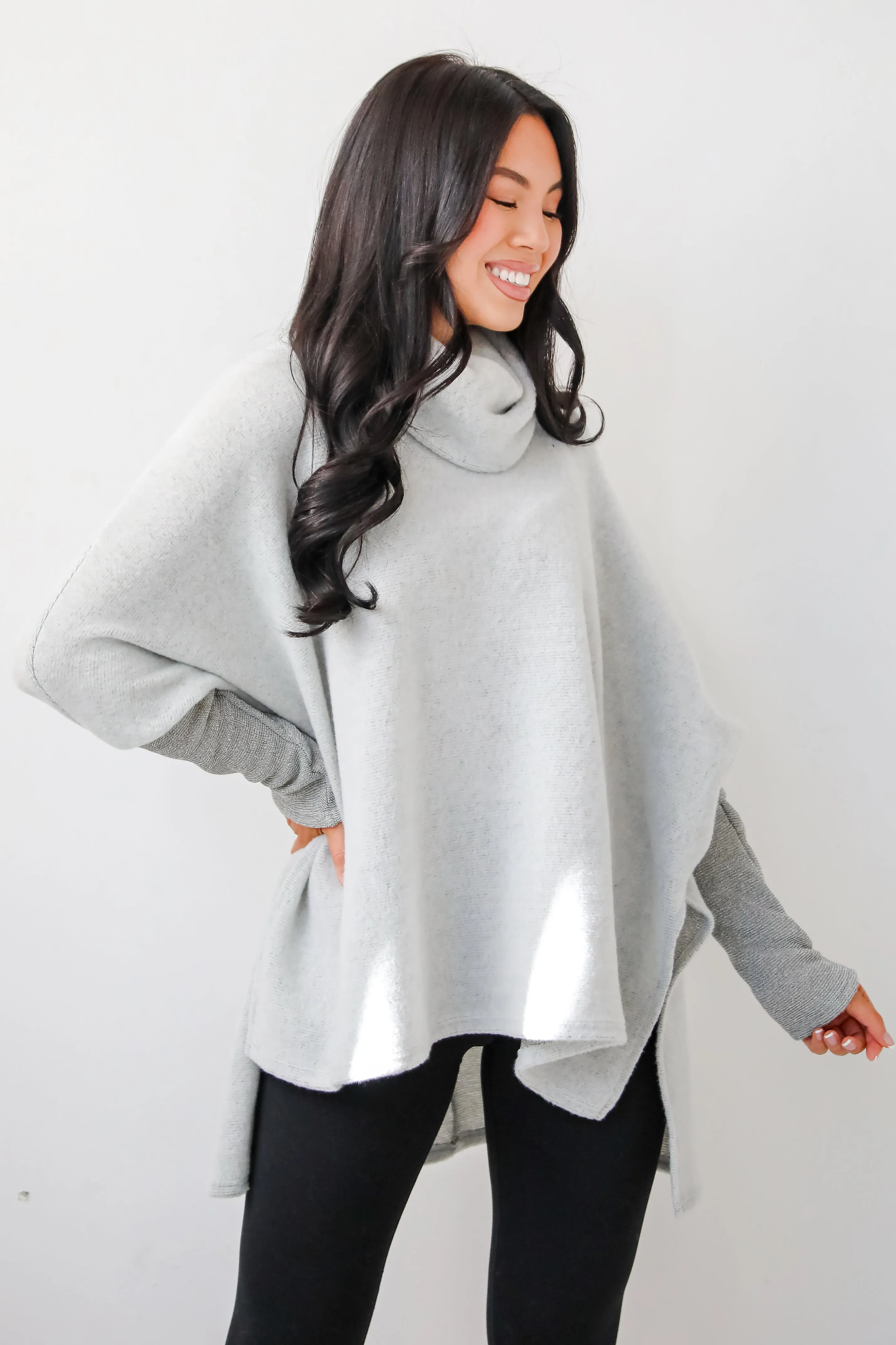 Cozy Weekends Heather Olive Soft Knit Cowl Neck Top - DOORBUSTER