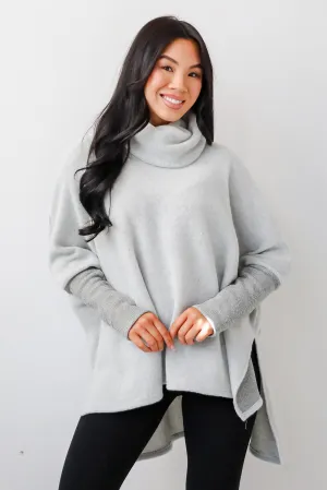 Cozy Weekends Heather Olive Soft Knit Cowl Neck Top - DOORBUSTER