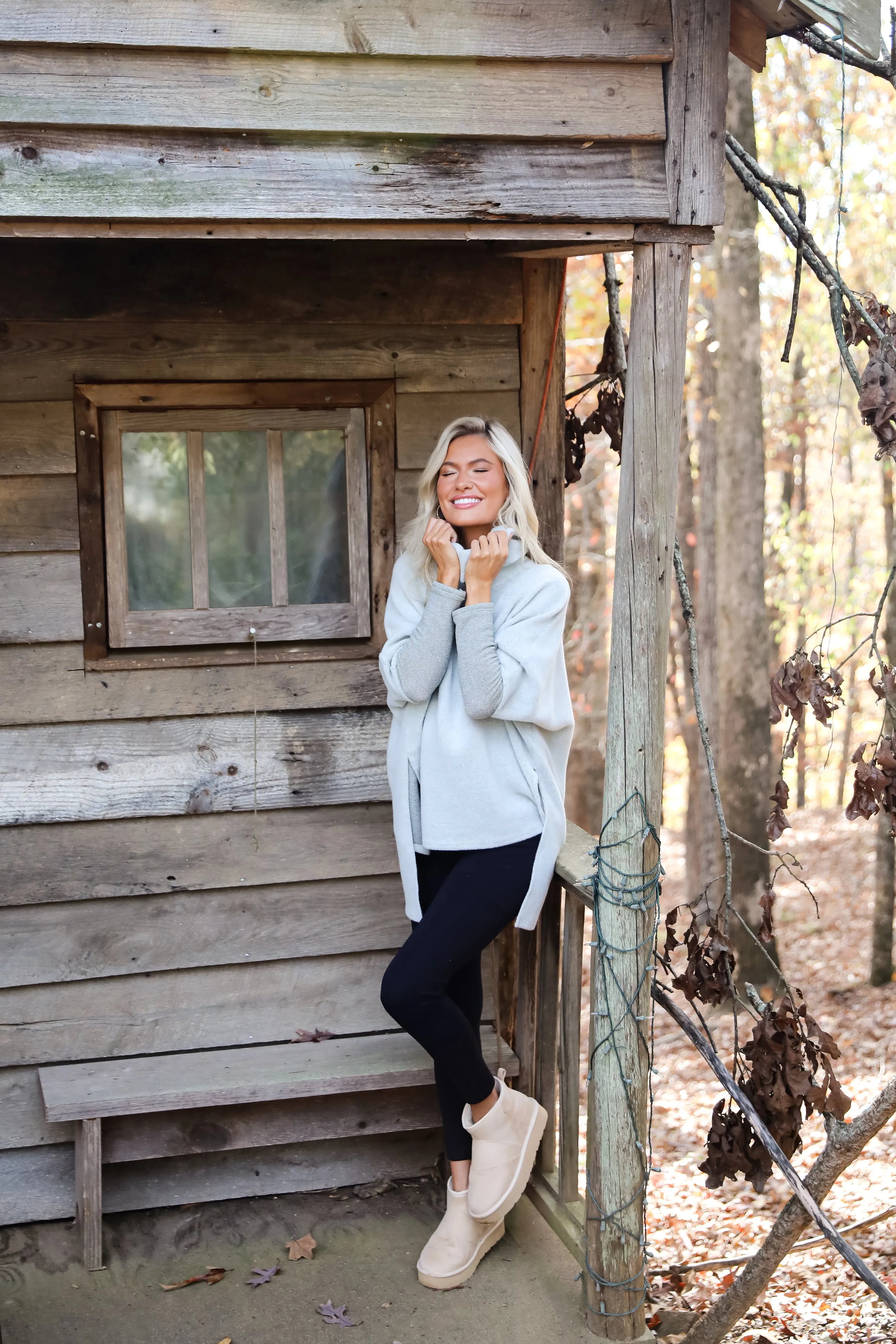 Cozy Weekends Heather Olive Soft Knit Cowl Neck Top - DOORBUSTER