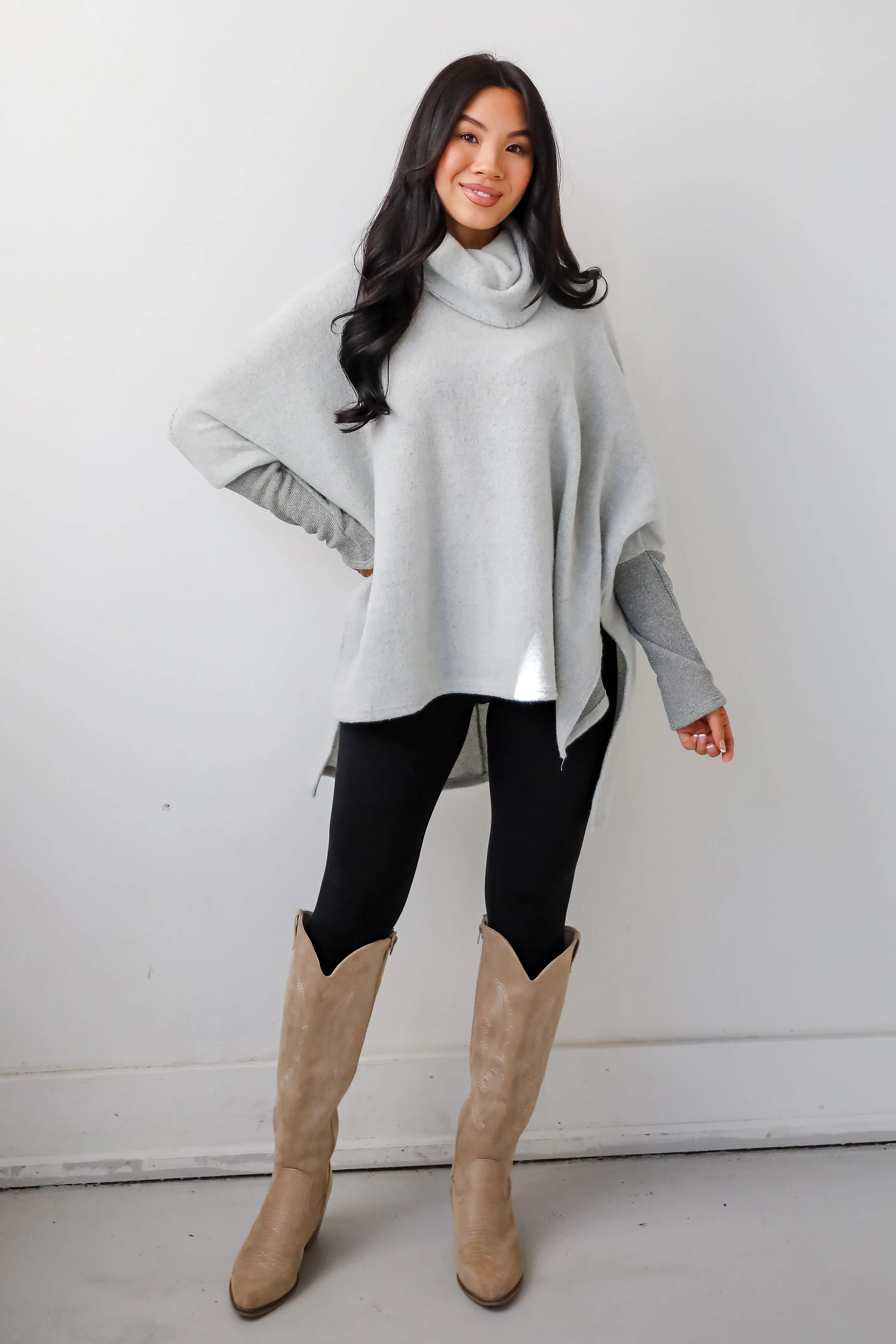 Cozy Weekends Heather Olive Soft Knit Cowl Neck Top - DOORBUSTER