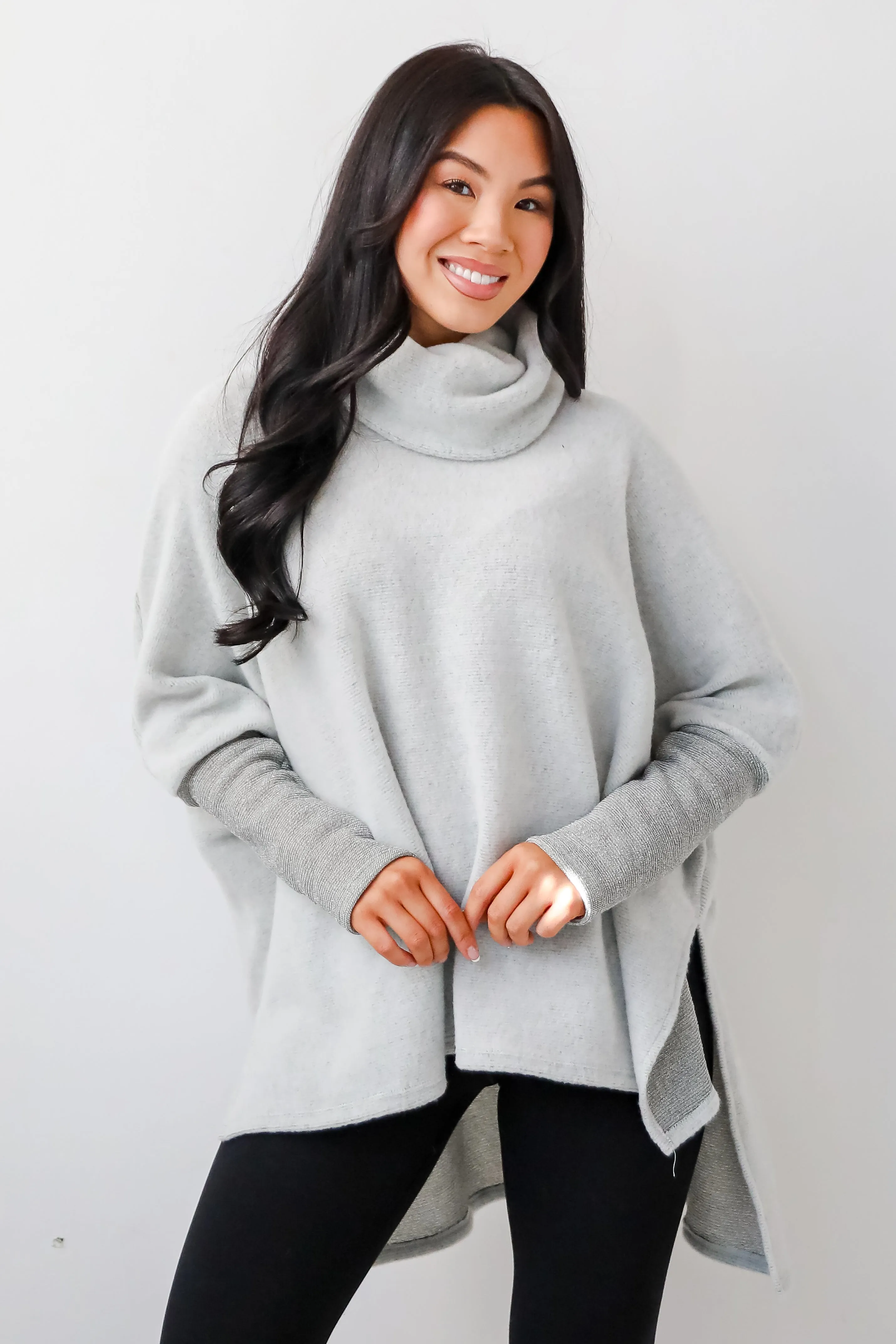 Cozy Weekends Heather Olive Soft Knit Cowl Neck Top - DOORBUSTER