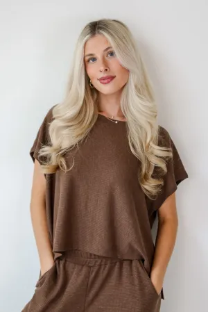 Cuddly Attitude Brown Waffle Knit Tee