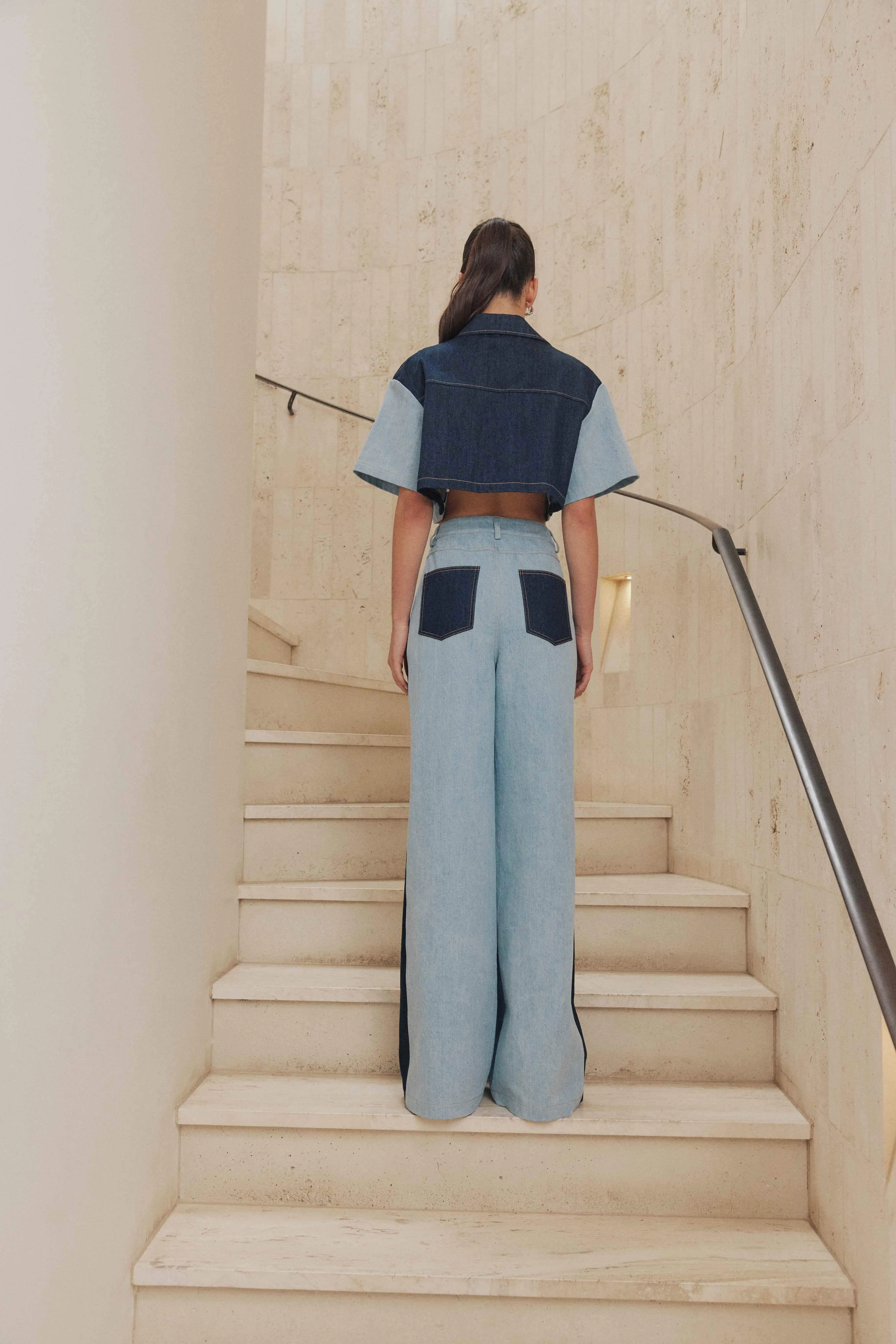 CURAAE Hugo Crop Top in Denim
