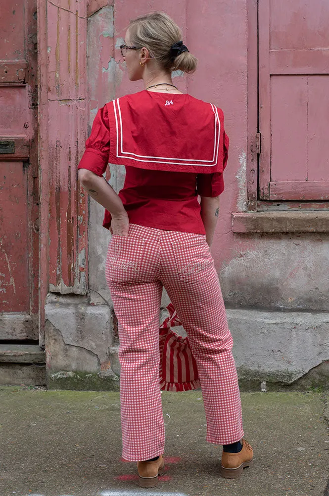 Damson Madder Kenny Red Gingham Jeans