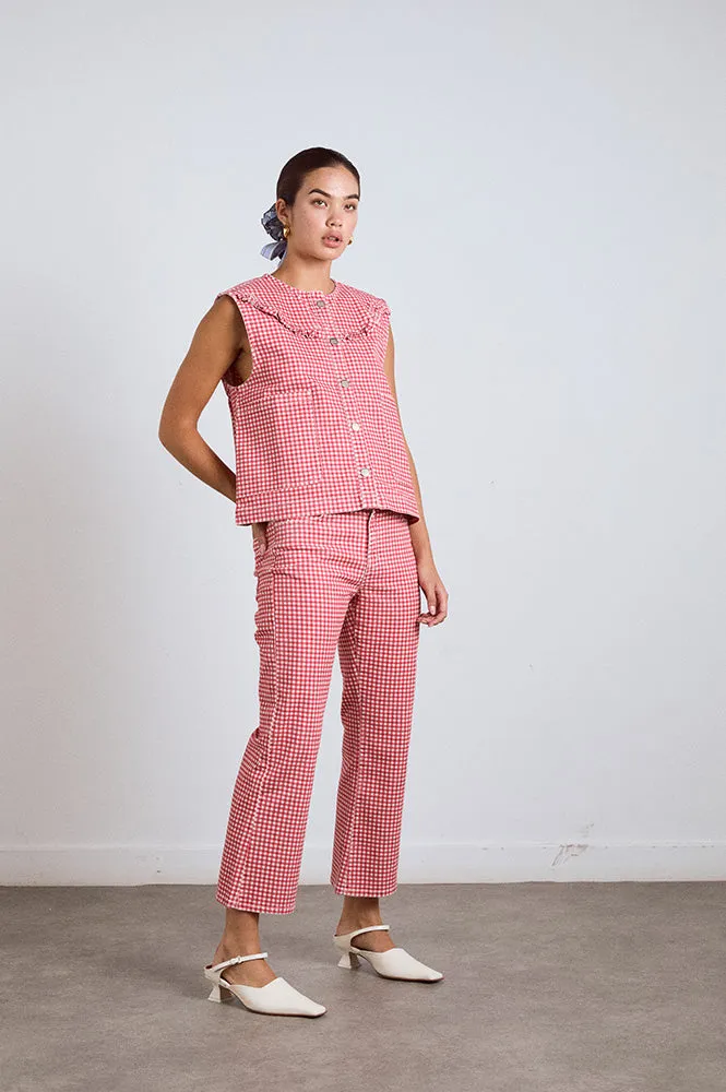 Damson Madder Kenny Red Gingham Jeans