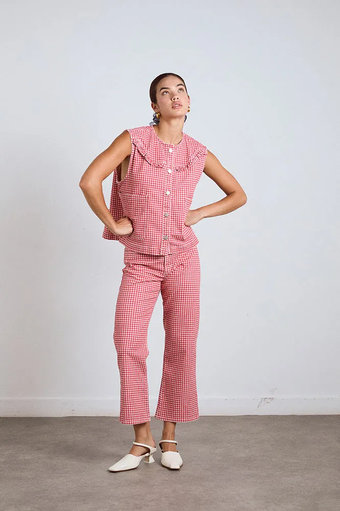 Damson Madder Kenny Red Gingham Jeans