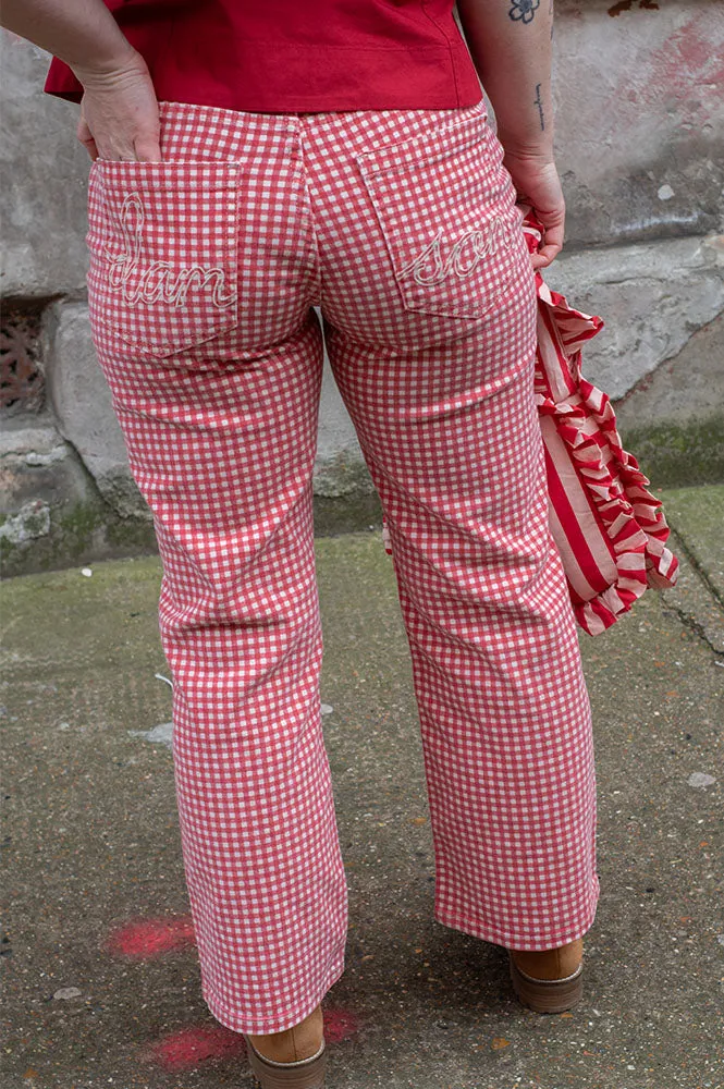 Damson Madder Kenny Red Gingham Jeans