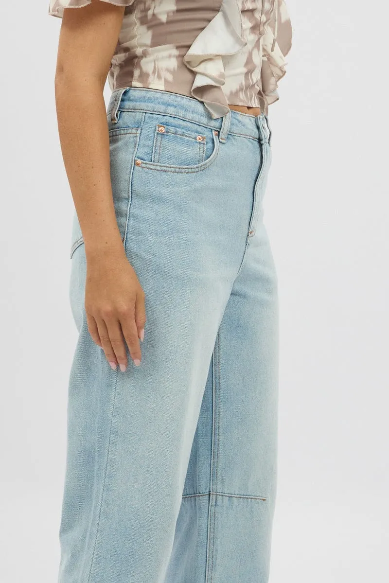 Denim Barrel Jeans Mid Rise