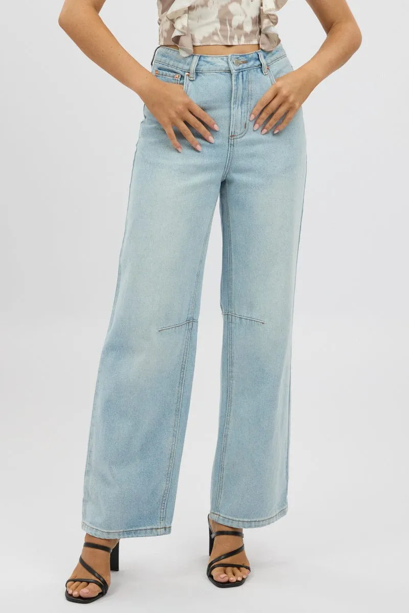 Denim Barrel Jeans Mid Rise