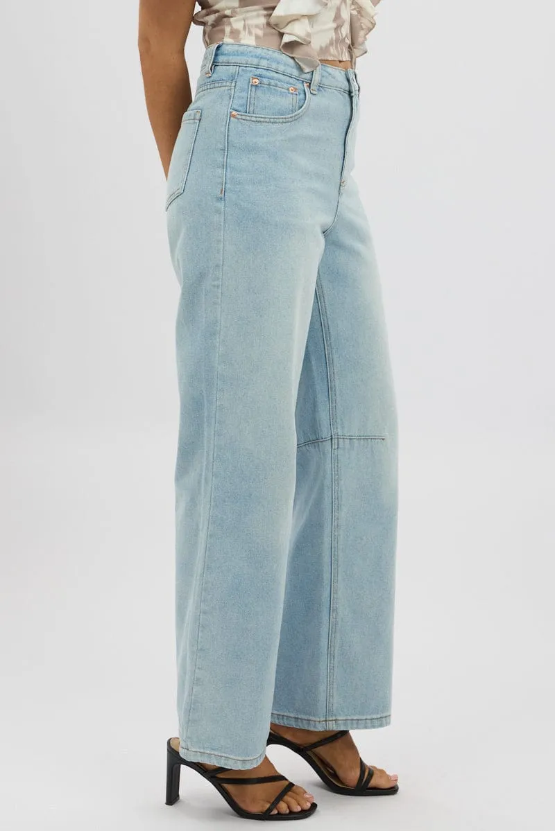Denim Barrel Jeans Mid Rise