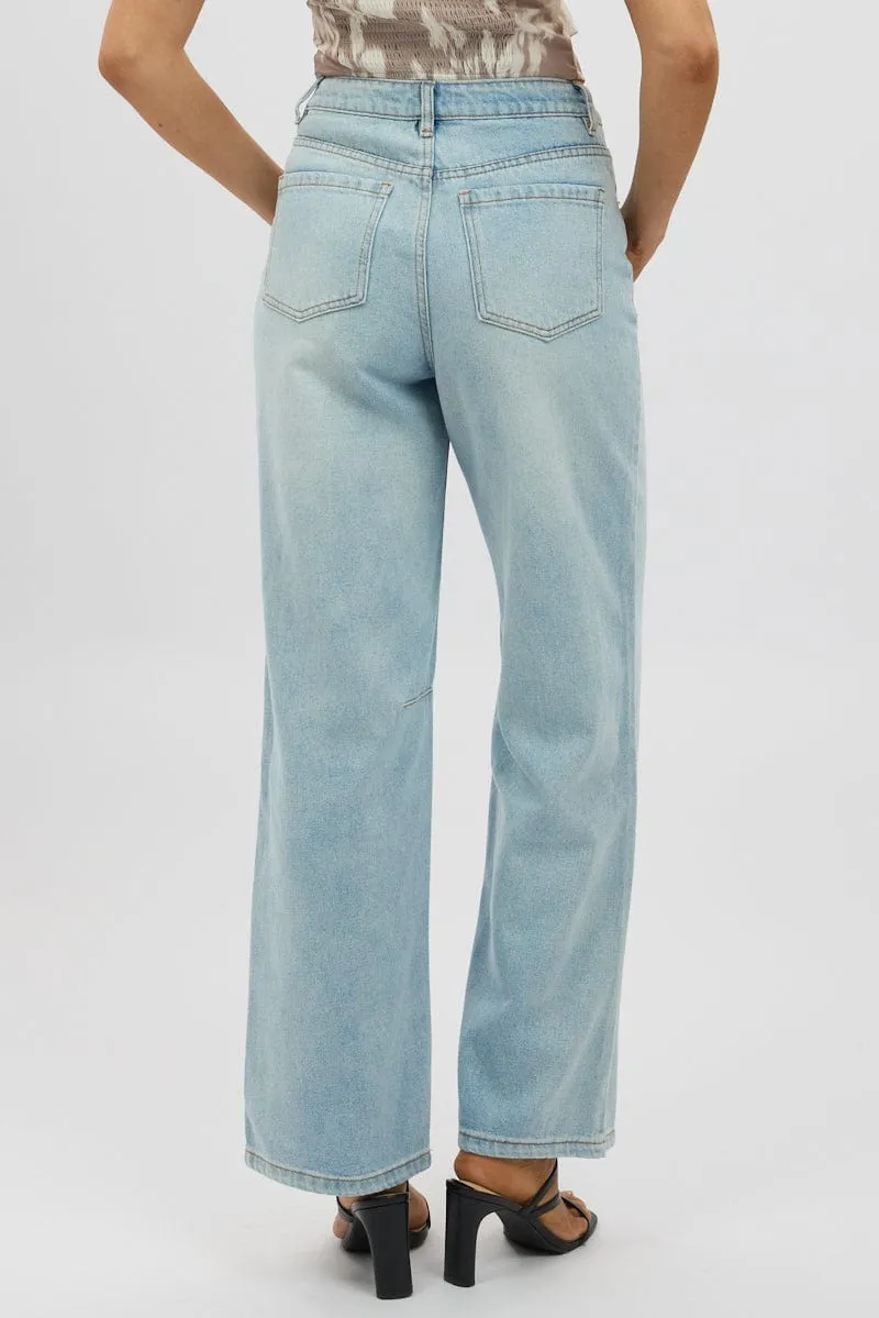 Denim Barrel Jeans Mid Rise