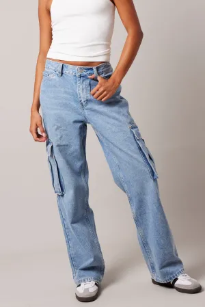 Denim Cargo Jean Mid Rise