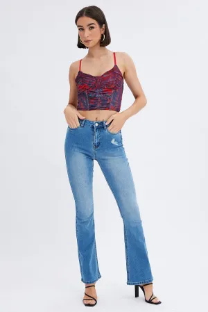 Denim Flare Jeans High Rise