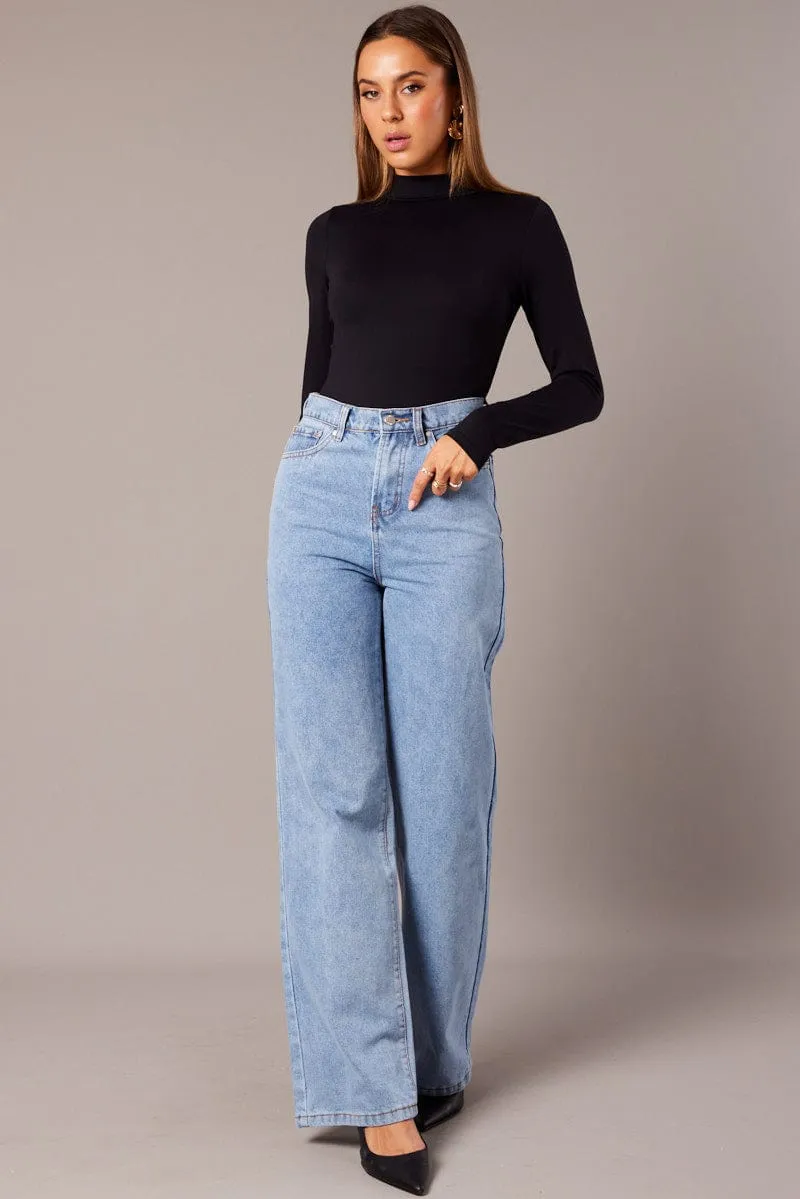 Denim Wide Leg Jean High Rise