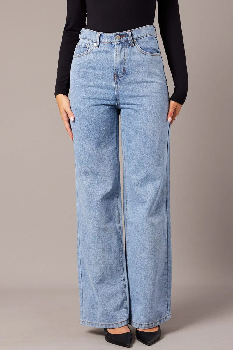 Denim Wide Leg Jean High Rise