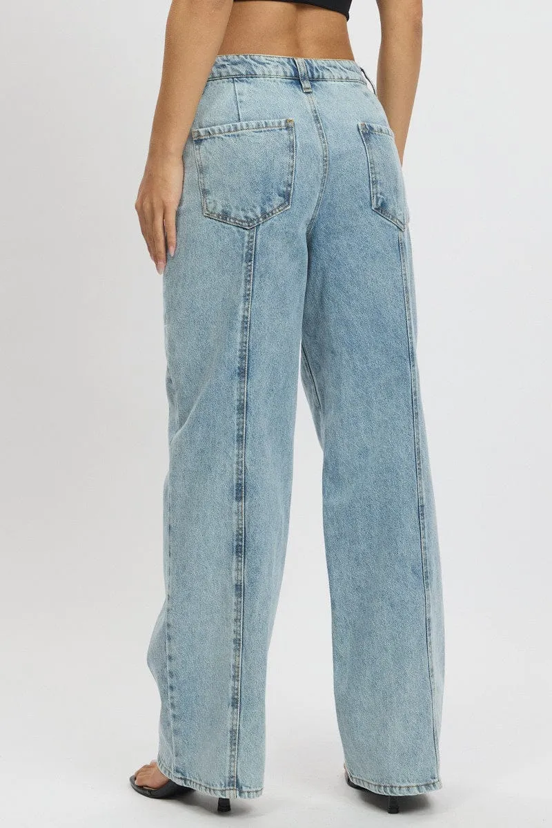 Denim Wide Leg Jean Mid Rise