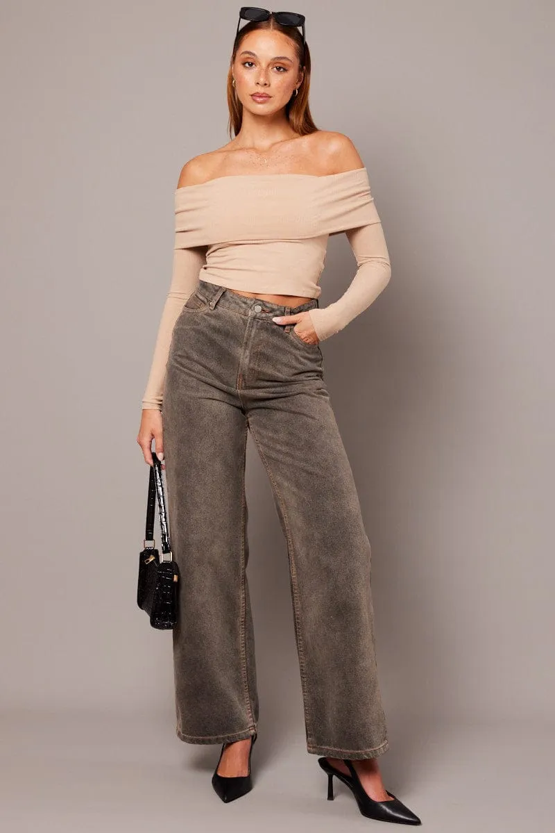 Denim Wide Leg Jean Mid Rise